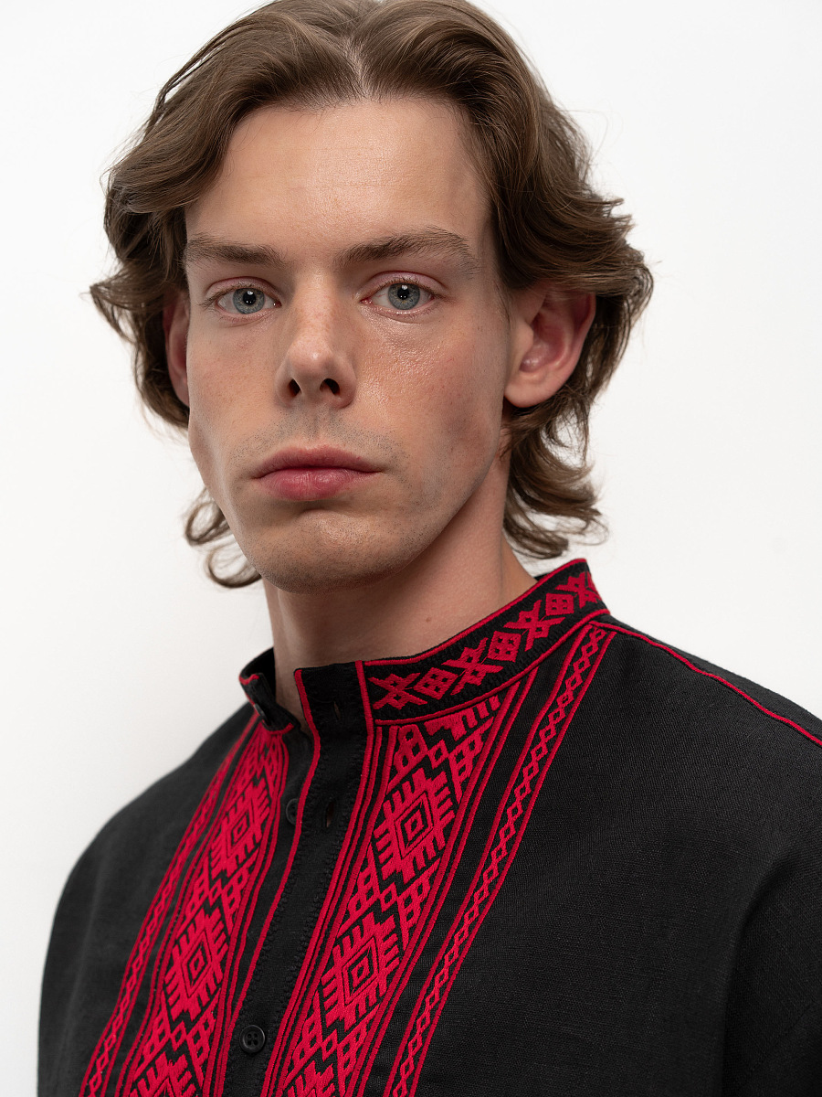 Black men's embroidered shirt Zhytomyr Chorna [0]
