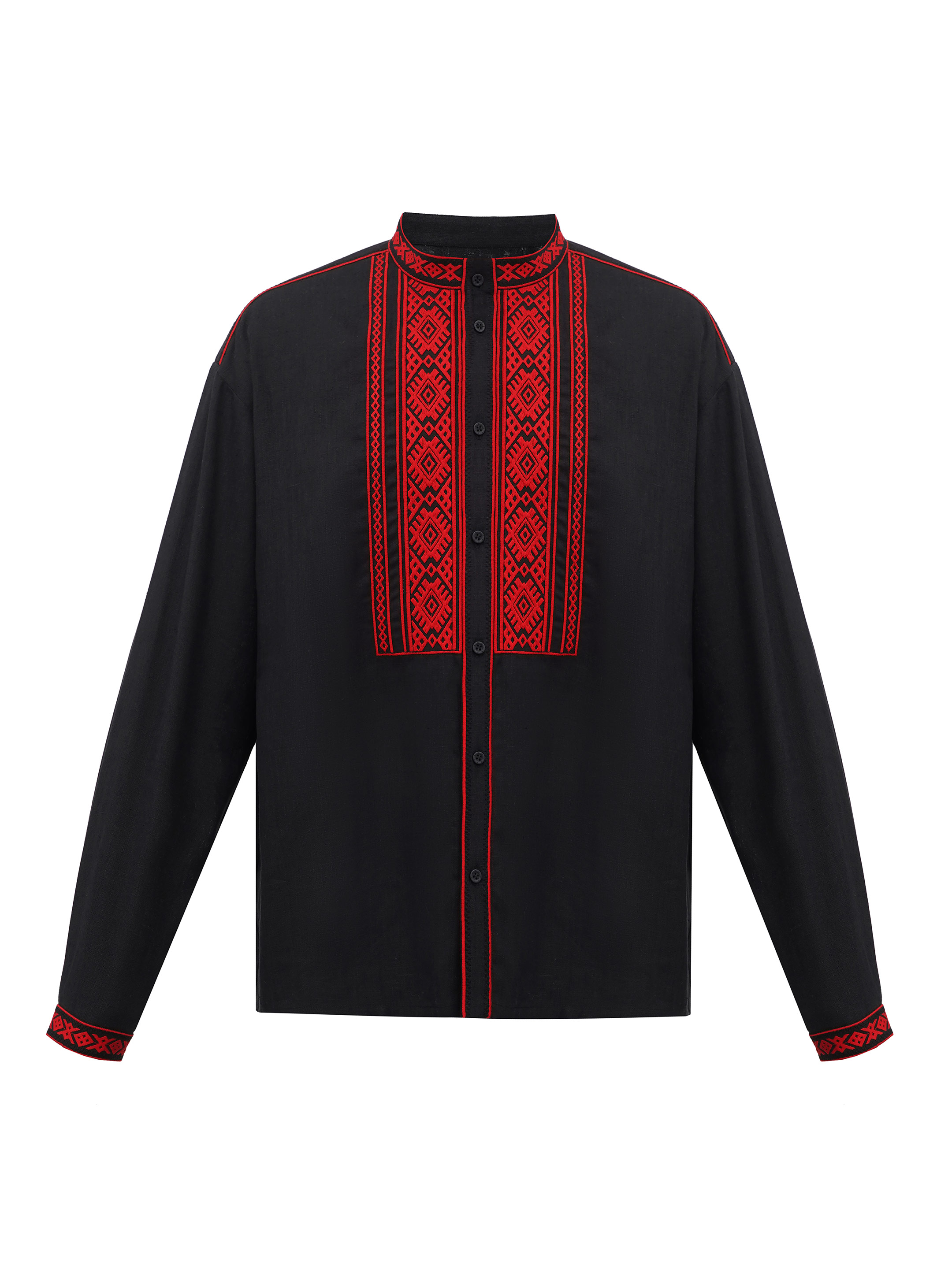 Black men's embroidered shirt Zhytomyr Chorna fitting