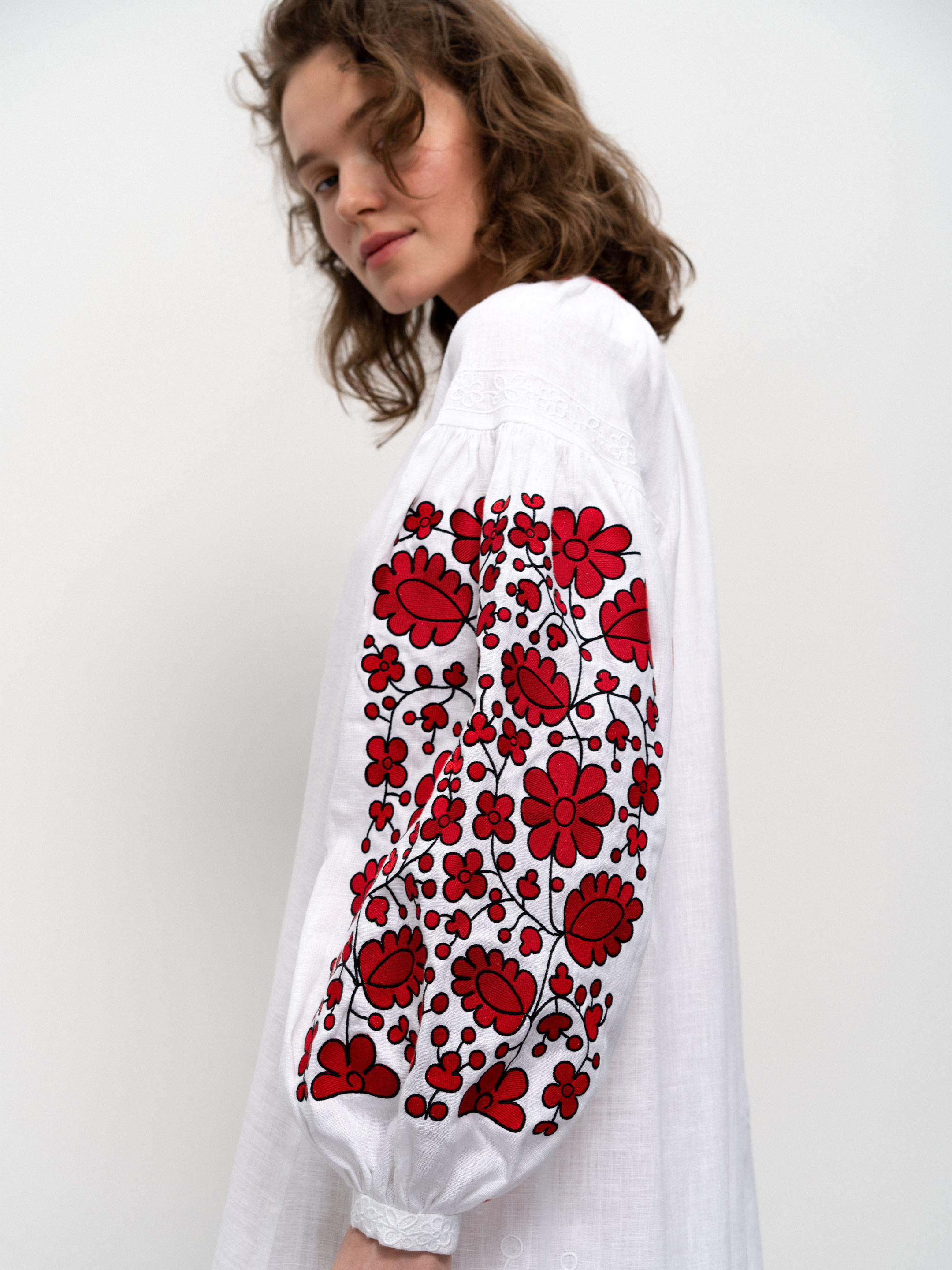 Long embroidered dress Myrhorodska sizes