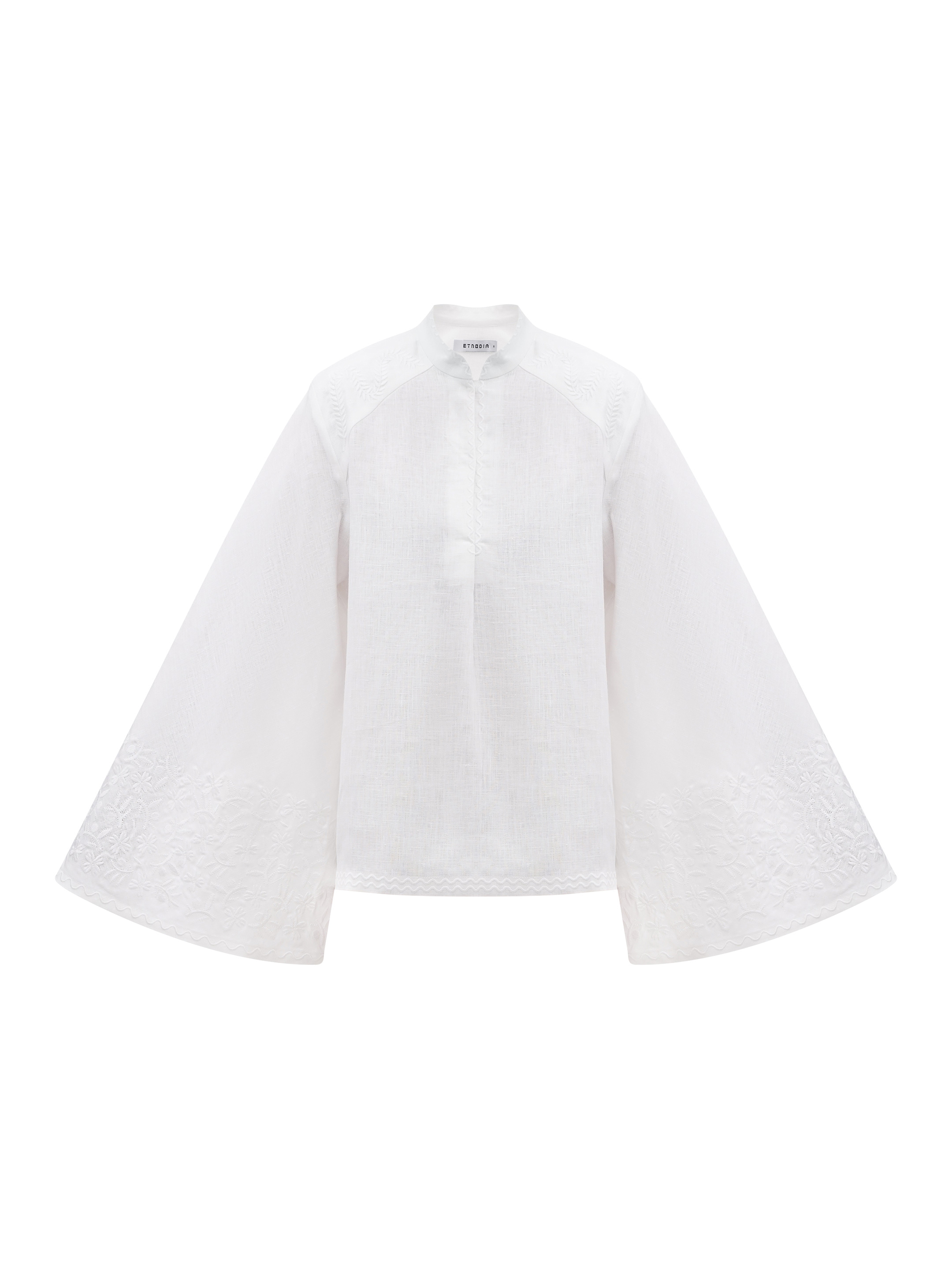Linen blouse with wide sleeves and matching embroidery Teren Mono choose