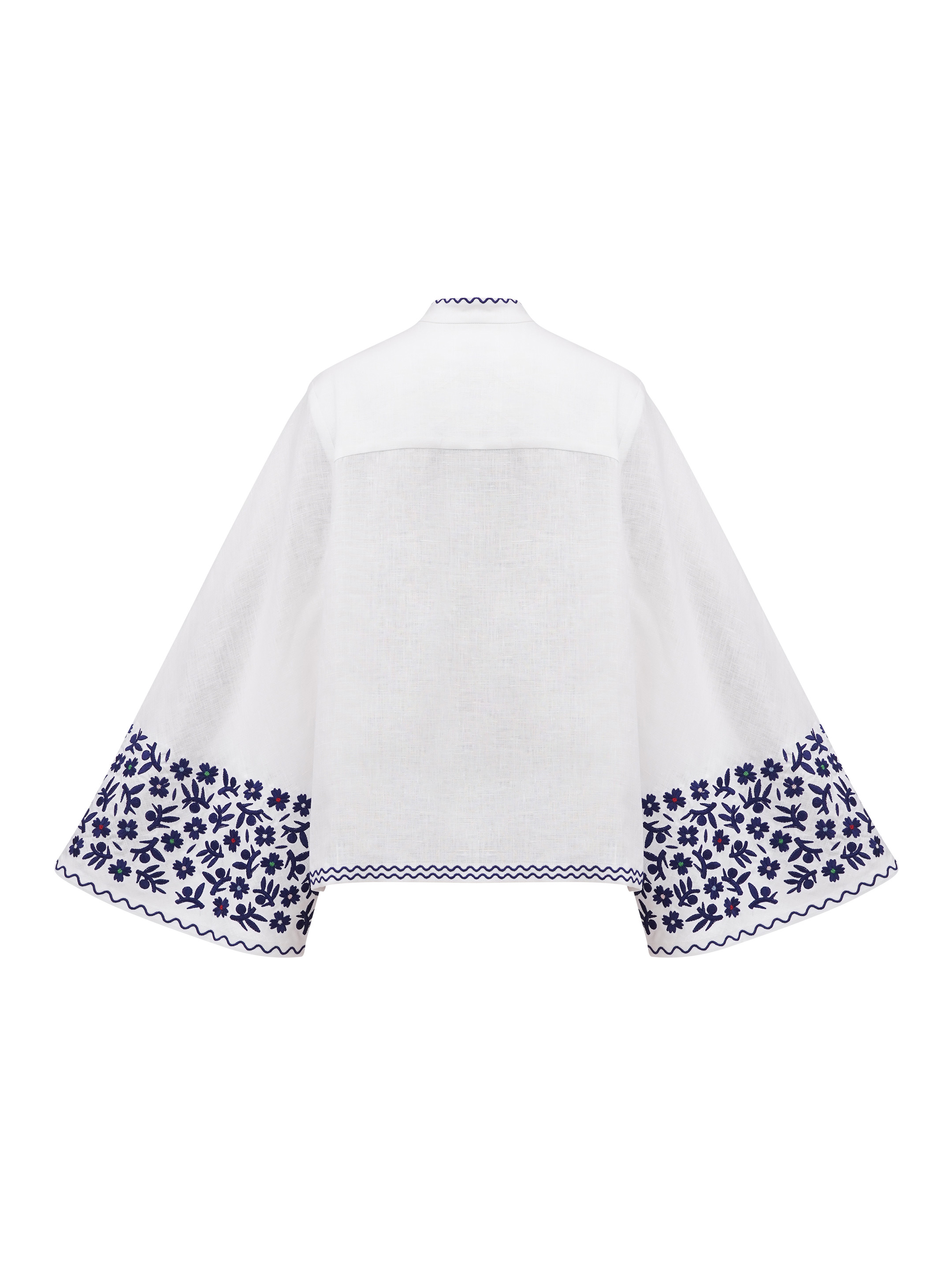 Linen blouse with wide sleeves and embroidery Teren Syniy sizes