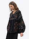 Embroidered jacket made of black linen with a collar Bandura Temna