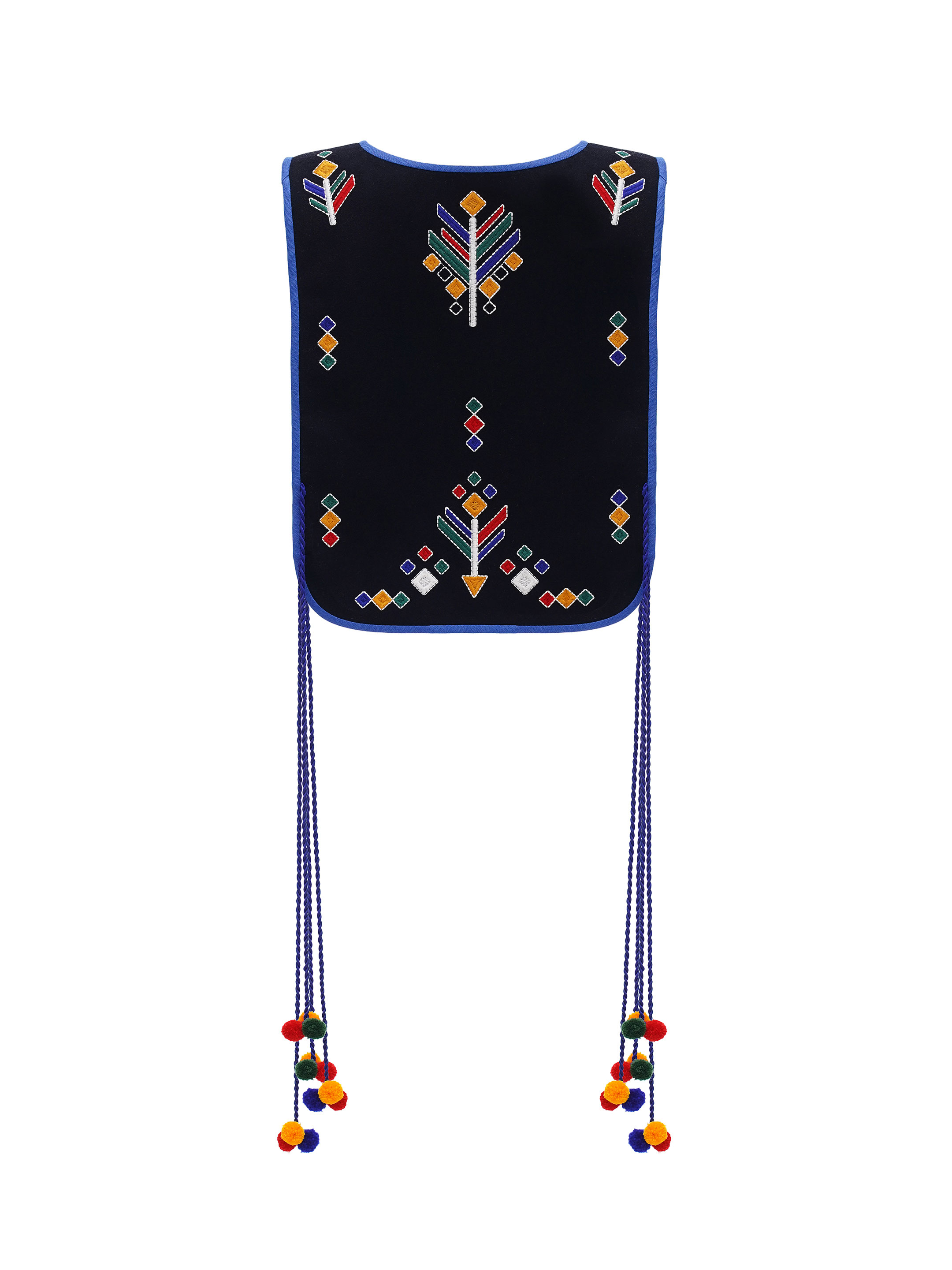 Wool embroidered vest with ties Koza Chorna fitting