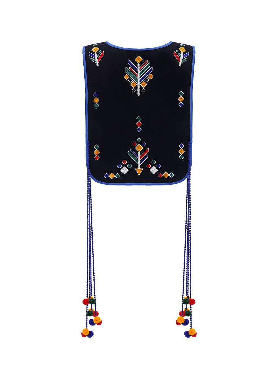 Wool embroidered vest with ties Koza Chorna [0]