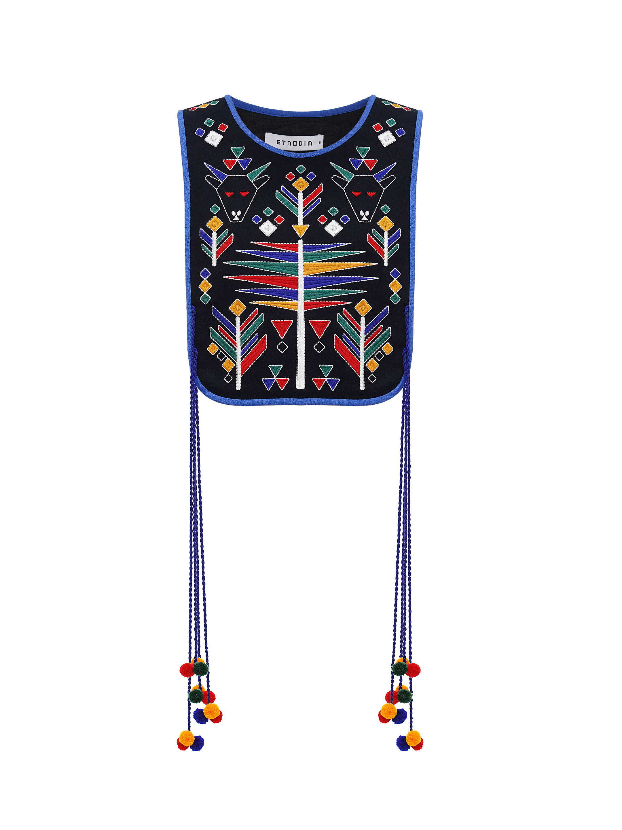 Wool embroidered vest with ties Koza Chorna choose