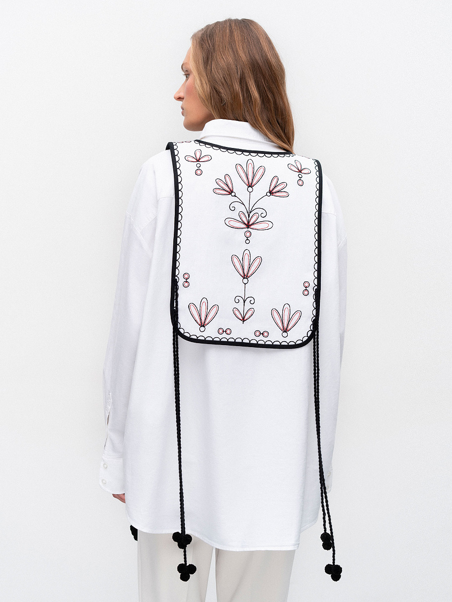 Linen embroidered waistcoat with ties Koza Bila [0]