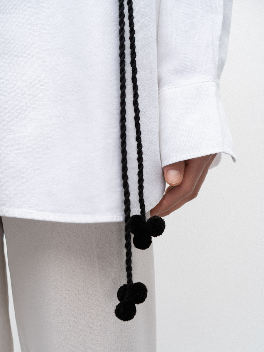 Linen embroidered waistcoat with ties Koza Bila [0]