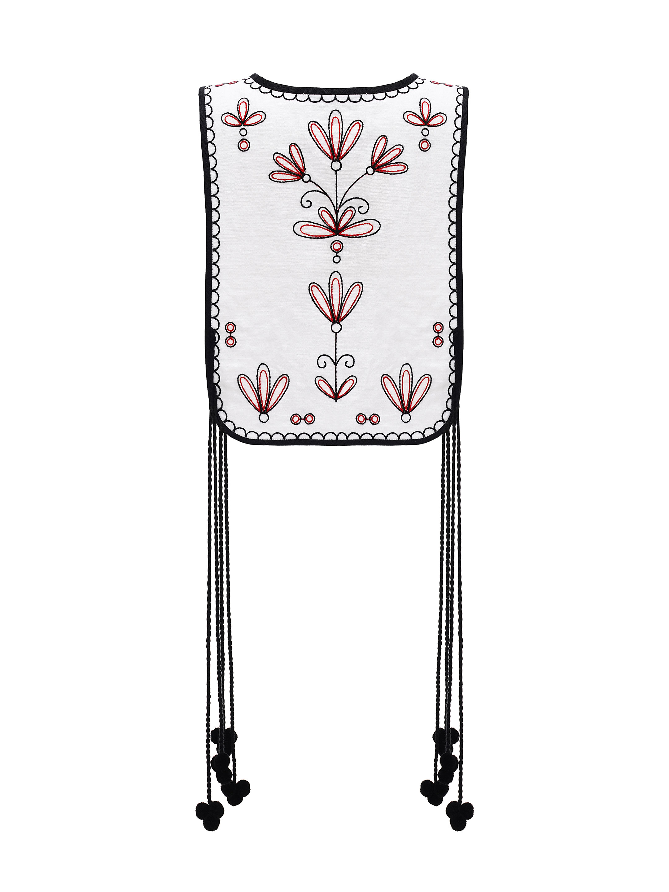 Linen embroidered waistcoat with ties Koza Bila fitting