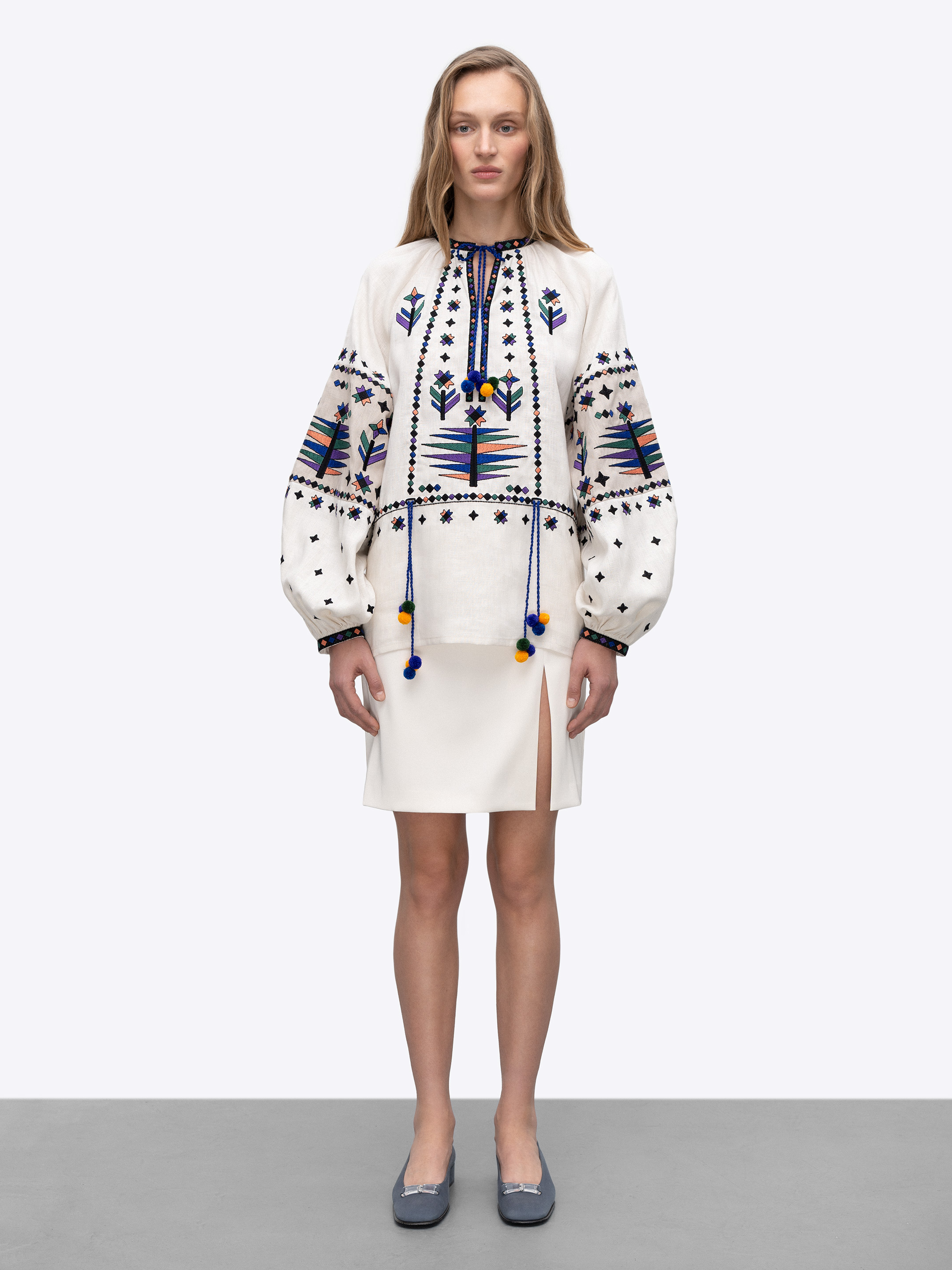 Women's embroidered shirt with geometric embroidery Melanka Buy