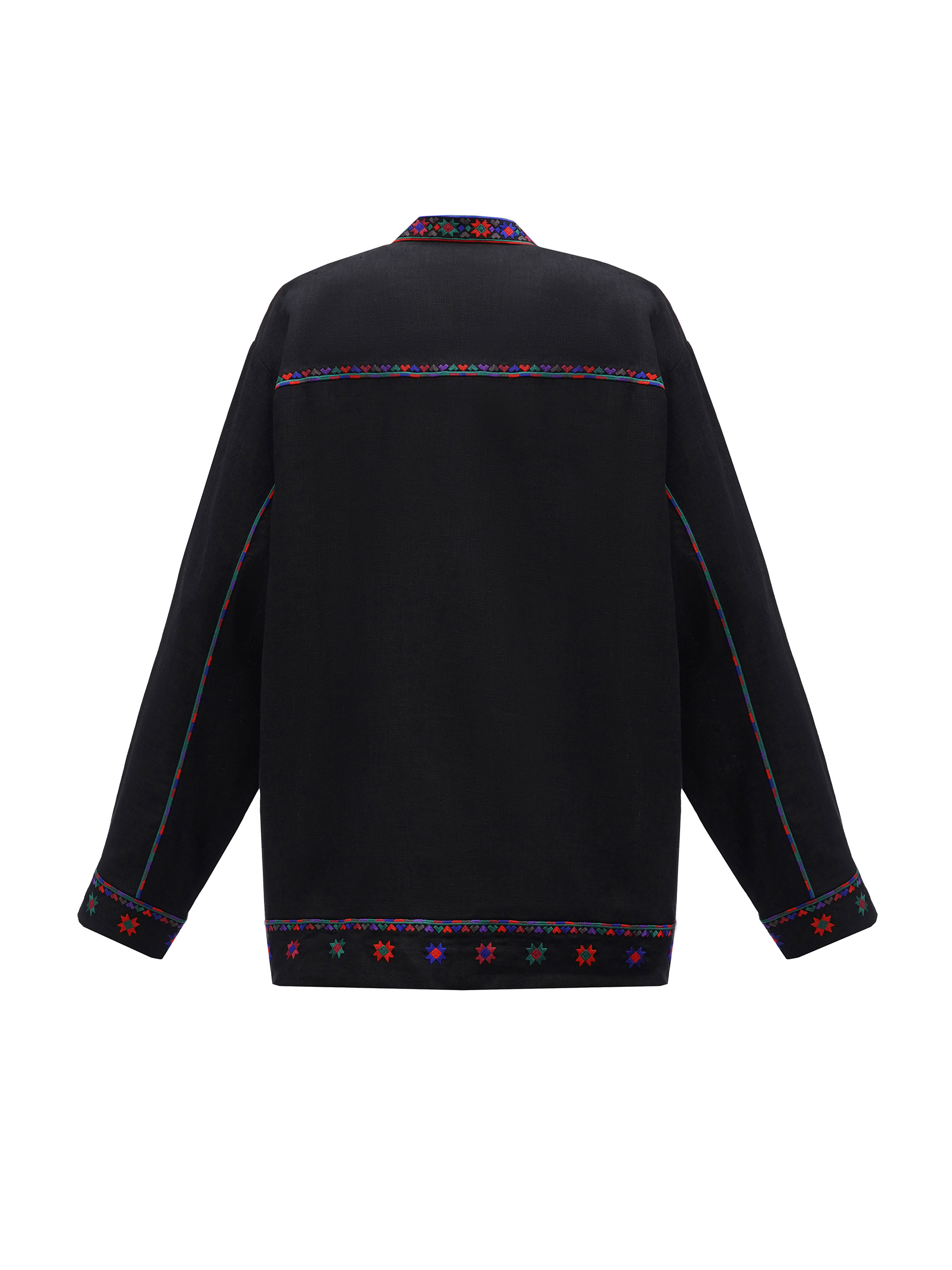 Men's embroidered jacket with a contrasting ornament Shchedryi Vechir fitting