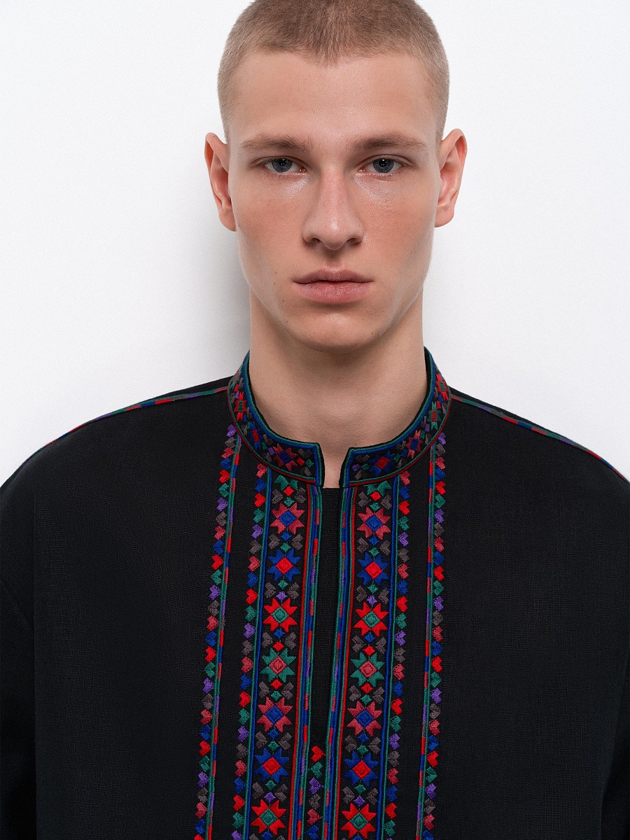 Men's embroidered jacket with a contrasting ornament Shchedryi Vechir [0]