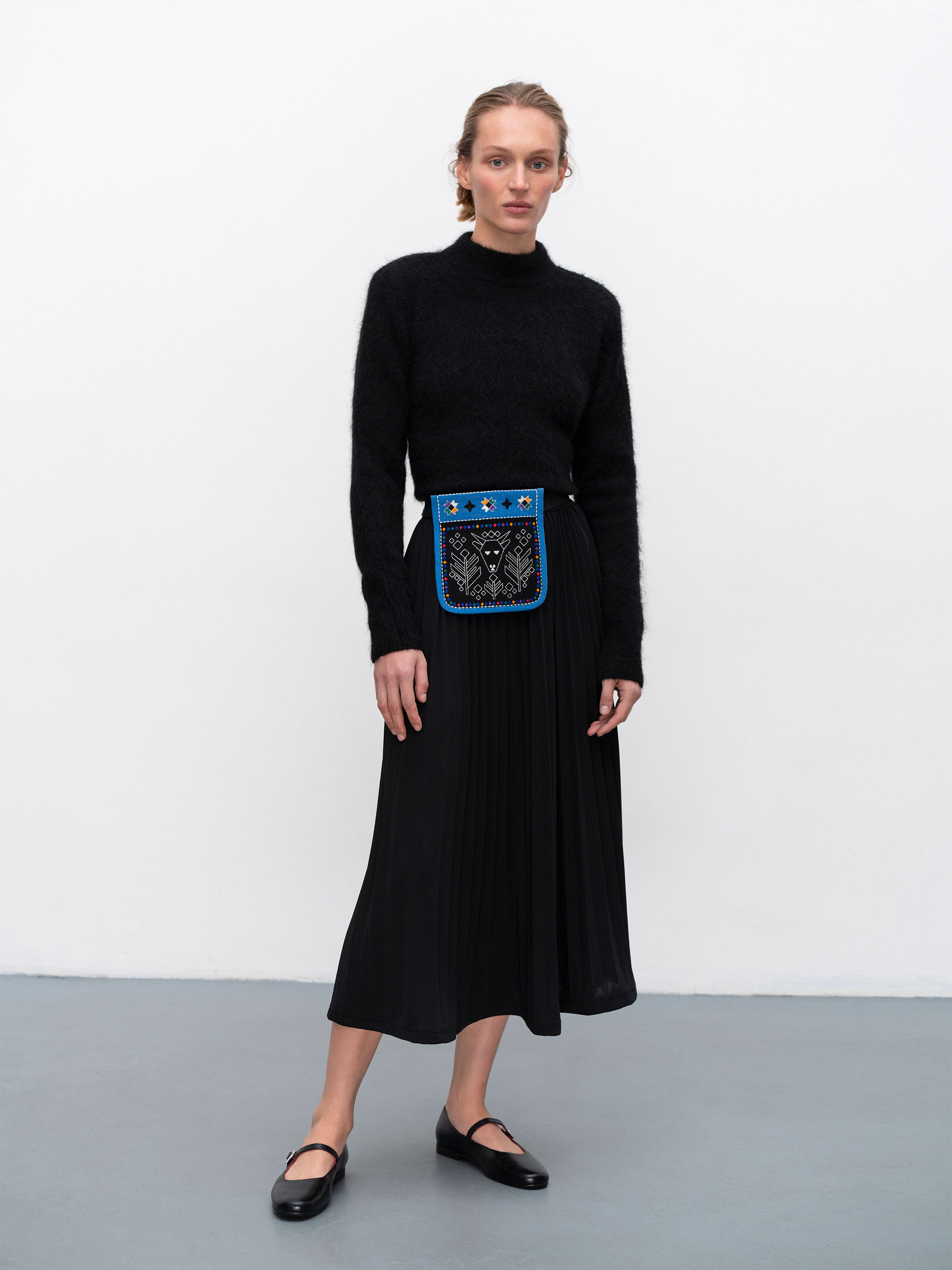 Pocket bag with embroidery Goat Blue cheap