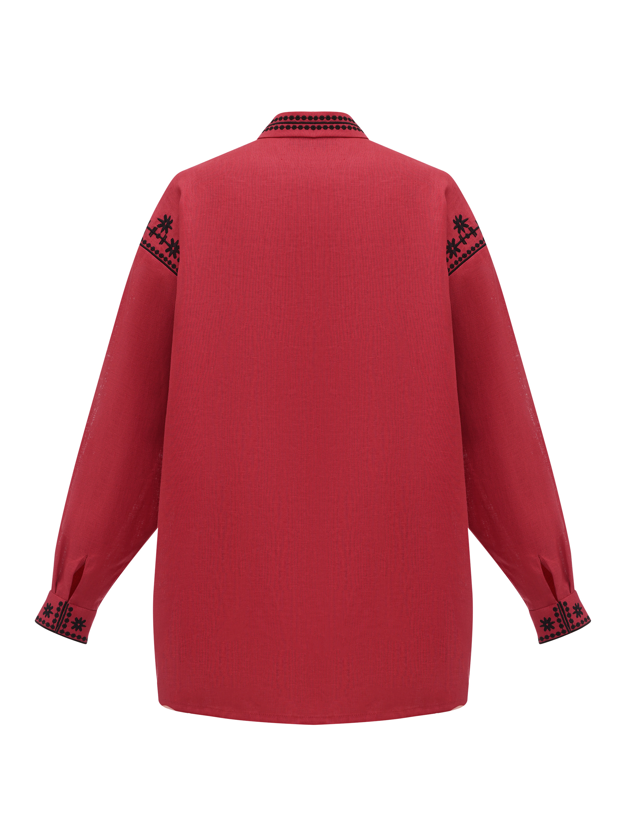 Red linen shirt with an embroidered ornament Nova Khata 1925 buy