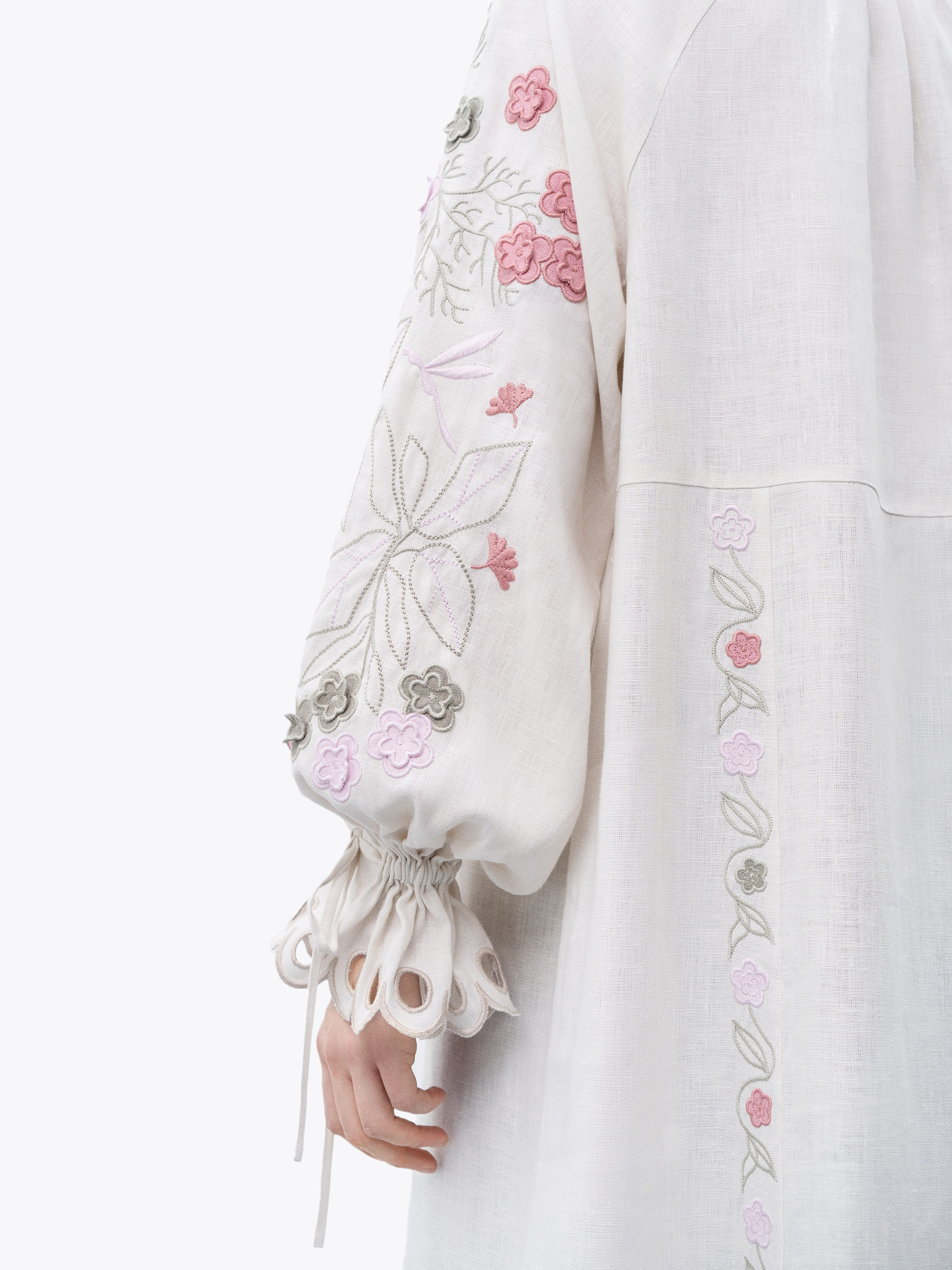 Long linen embroidered dress with floral by the motives of Rozmay buy