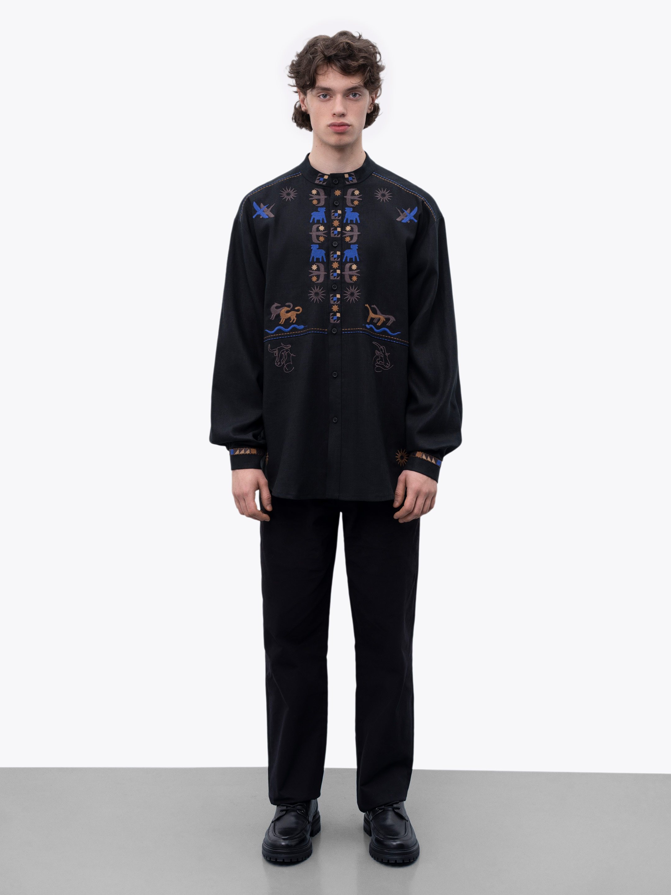 Men's linen shirt on buttons with embroidery Zvir cheap