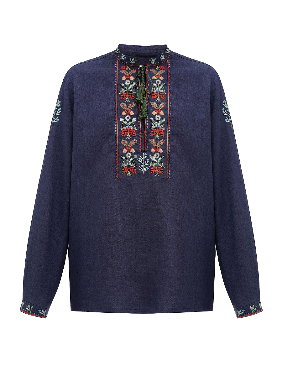 Dark blue men's embroidered shirt Lis [0]
