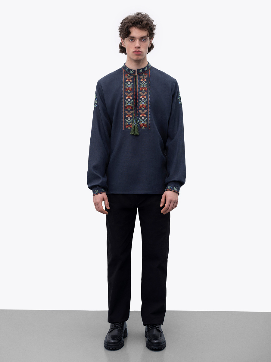 Dark blue men's embroidered shirt Lis [0]