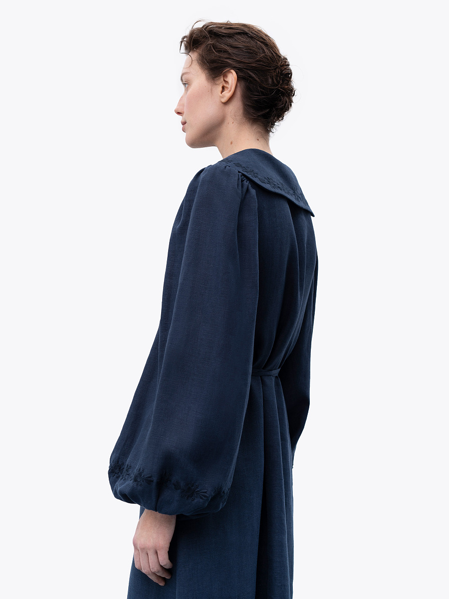 Linen dress with embroidery Pervotsvit Blue [0]
