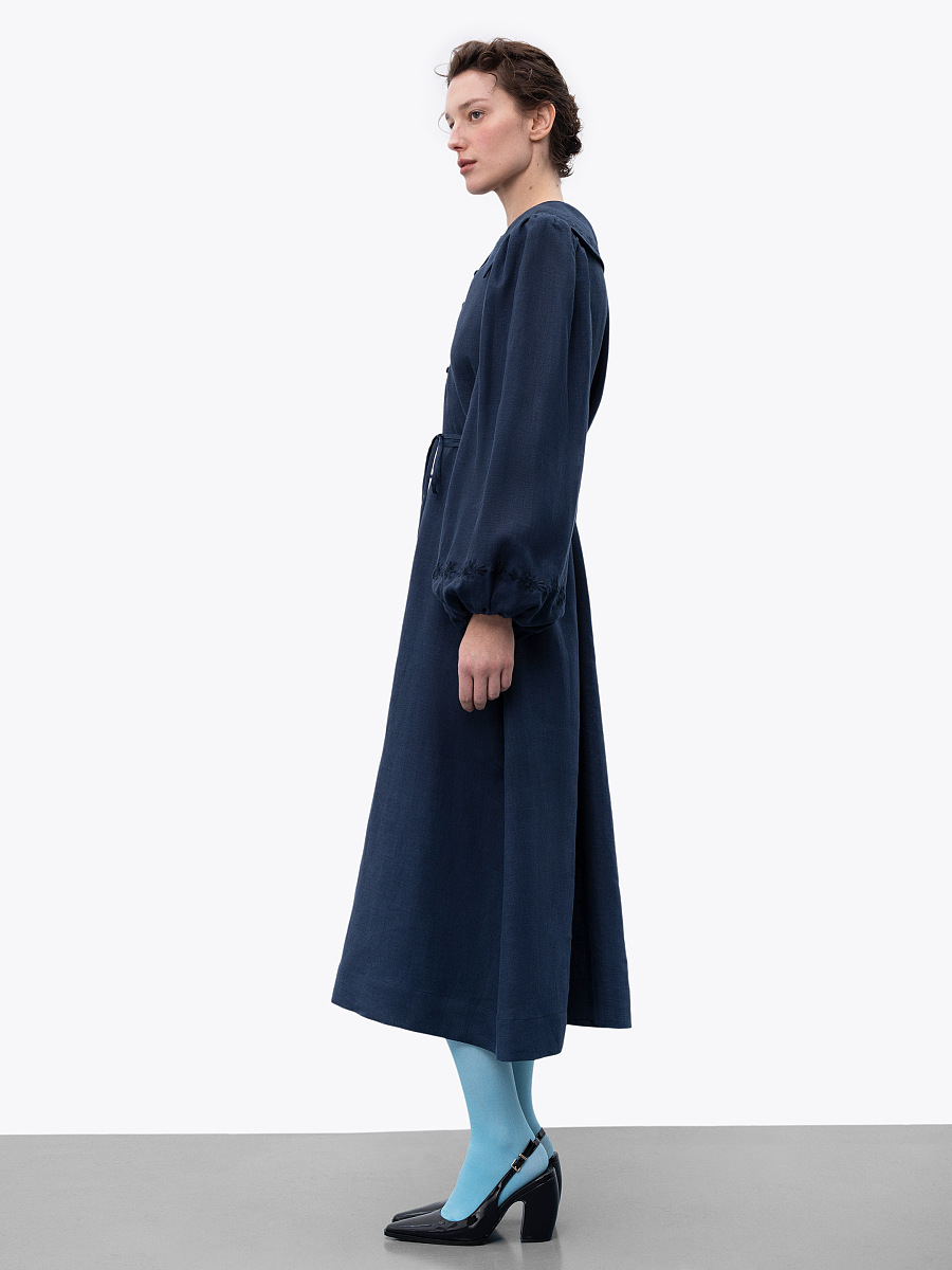Linen dress with embroidery Pervotsvit Blue [0]