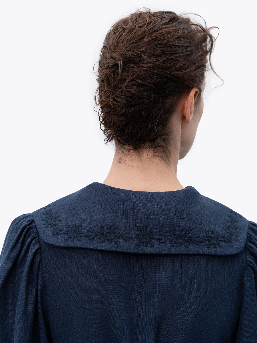 Linen dress with embroidery Pervotsvit Blue [0]