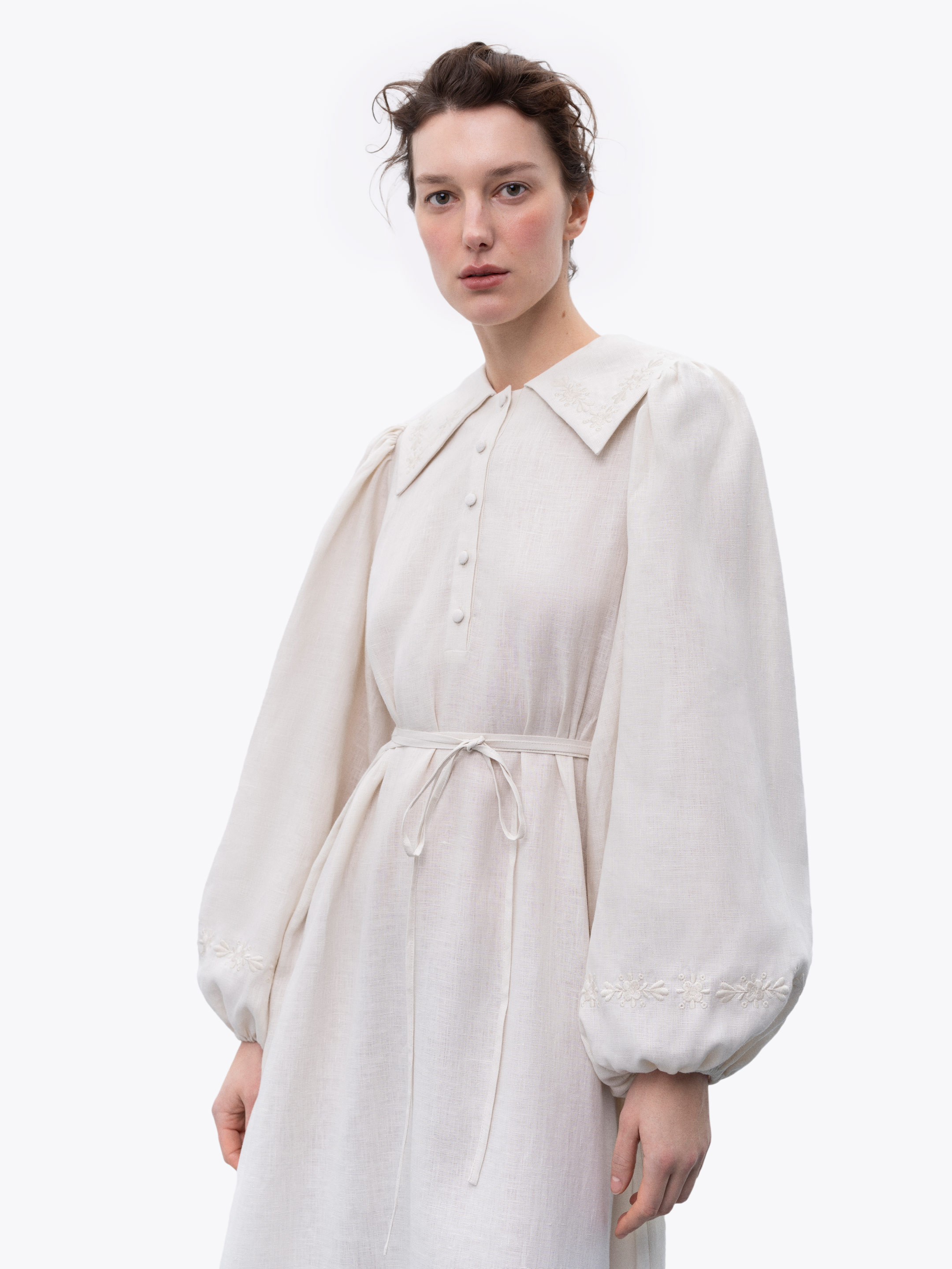 Linen dress with embroidery Pervotsvit Light fitting