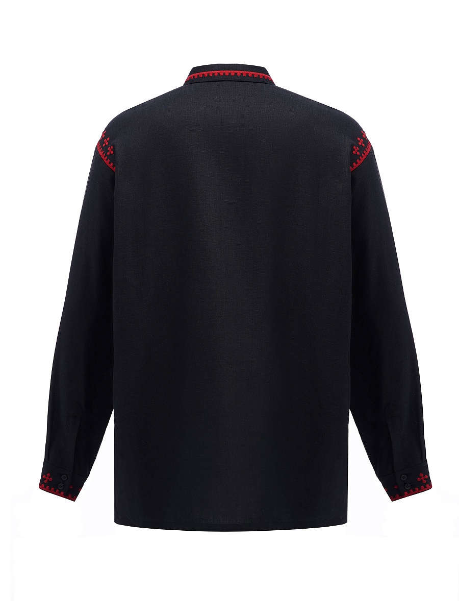 Men's embroidered shirt with a collar and massive tassels Zemlya [0]