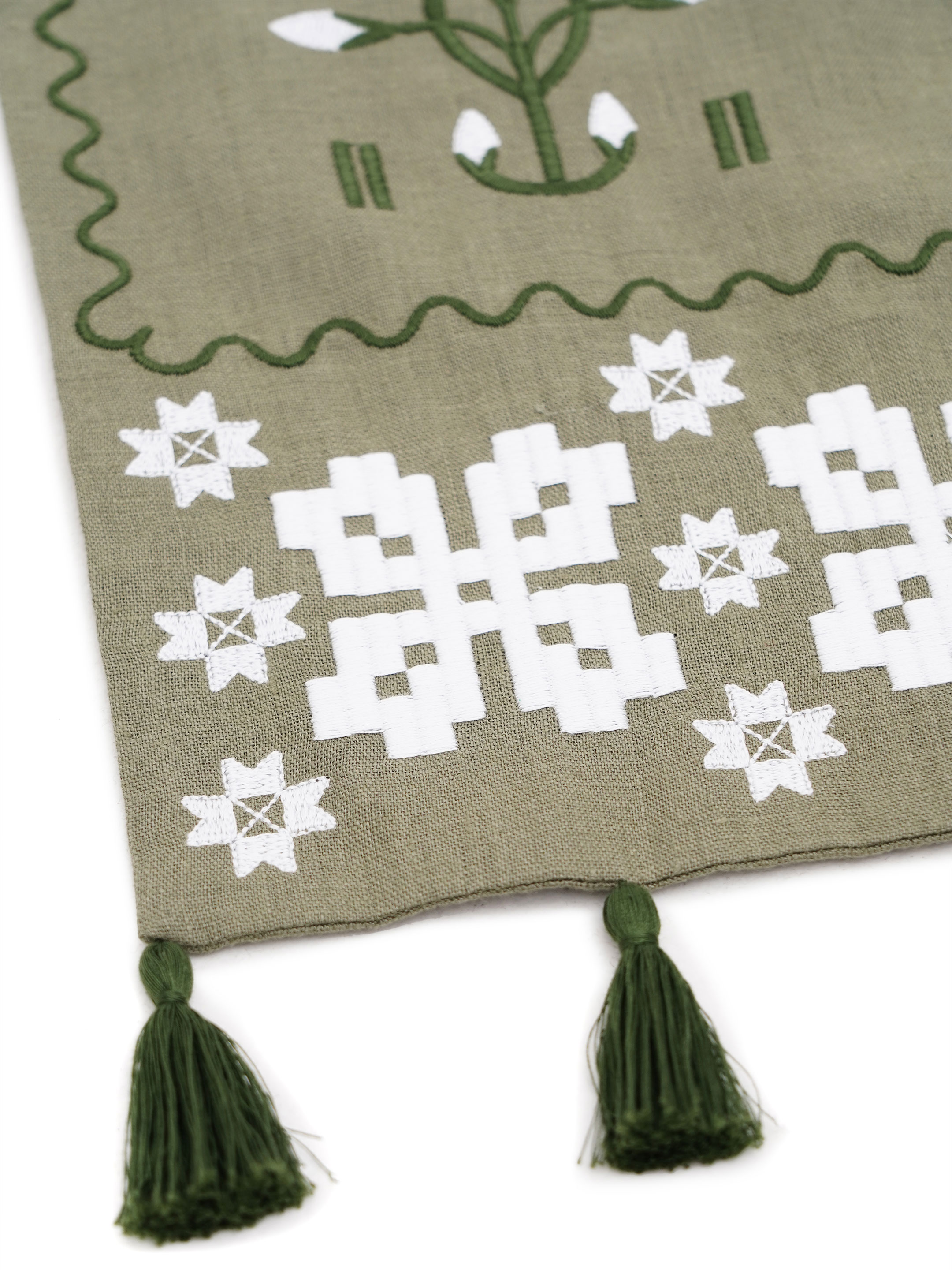 Embroidered linen apron khaki color Rozmay ціна