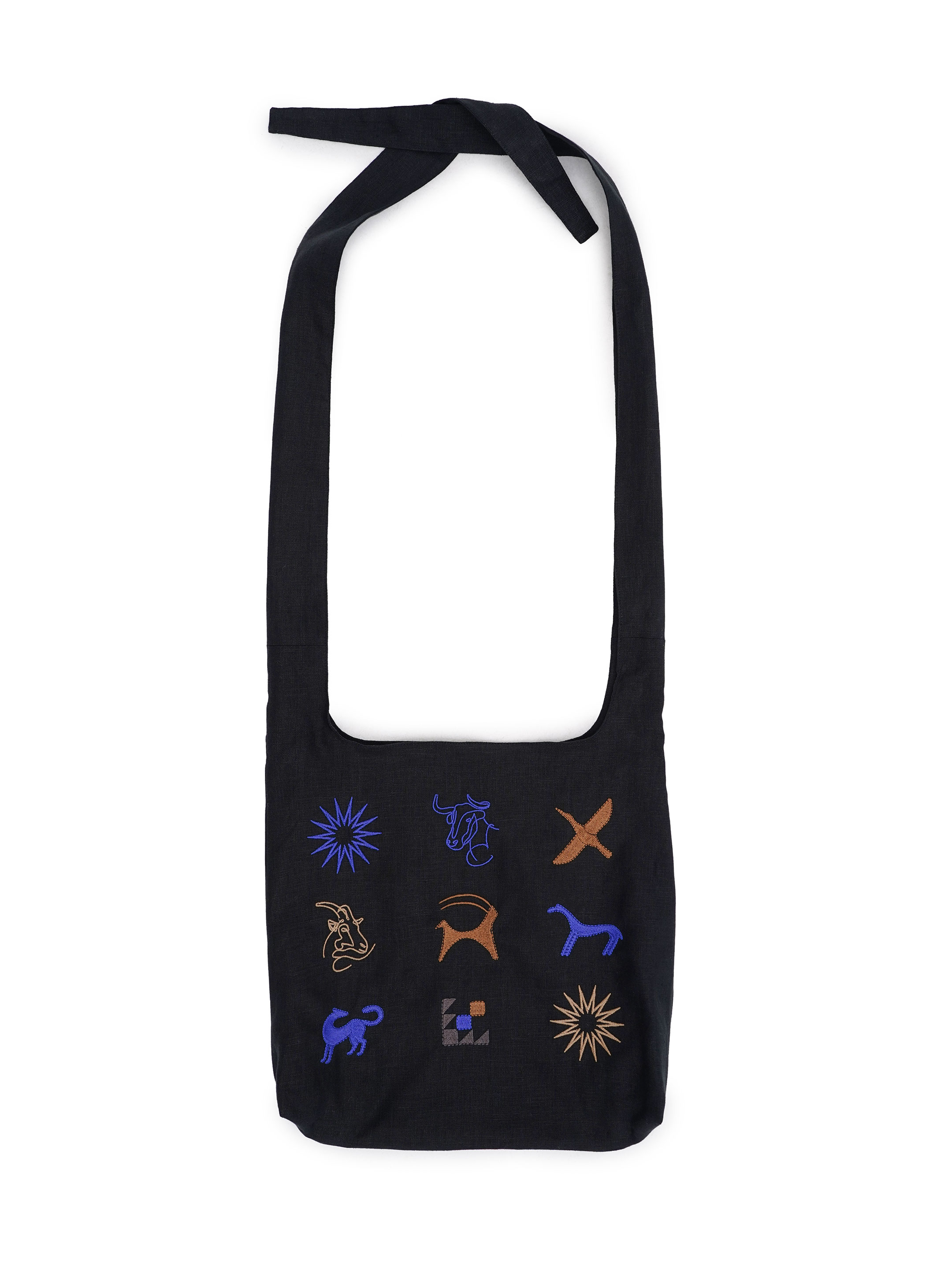 Linen bag with embroidered ornament wild animals Beast Buy