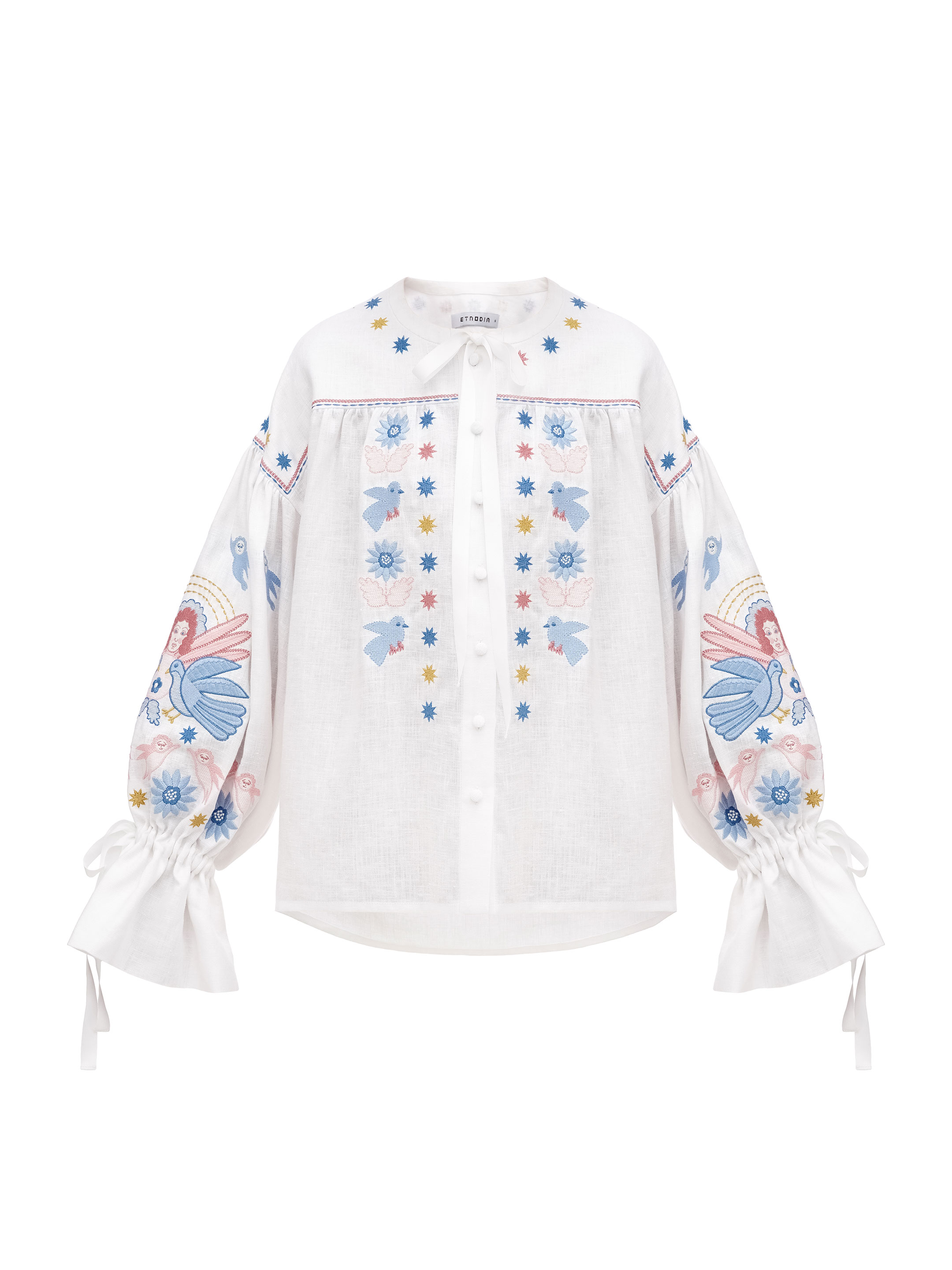 White embroidered shirt with abundant embroidery Prychornomorya choose