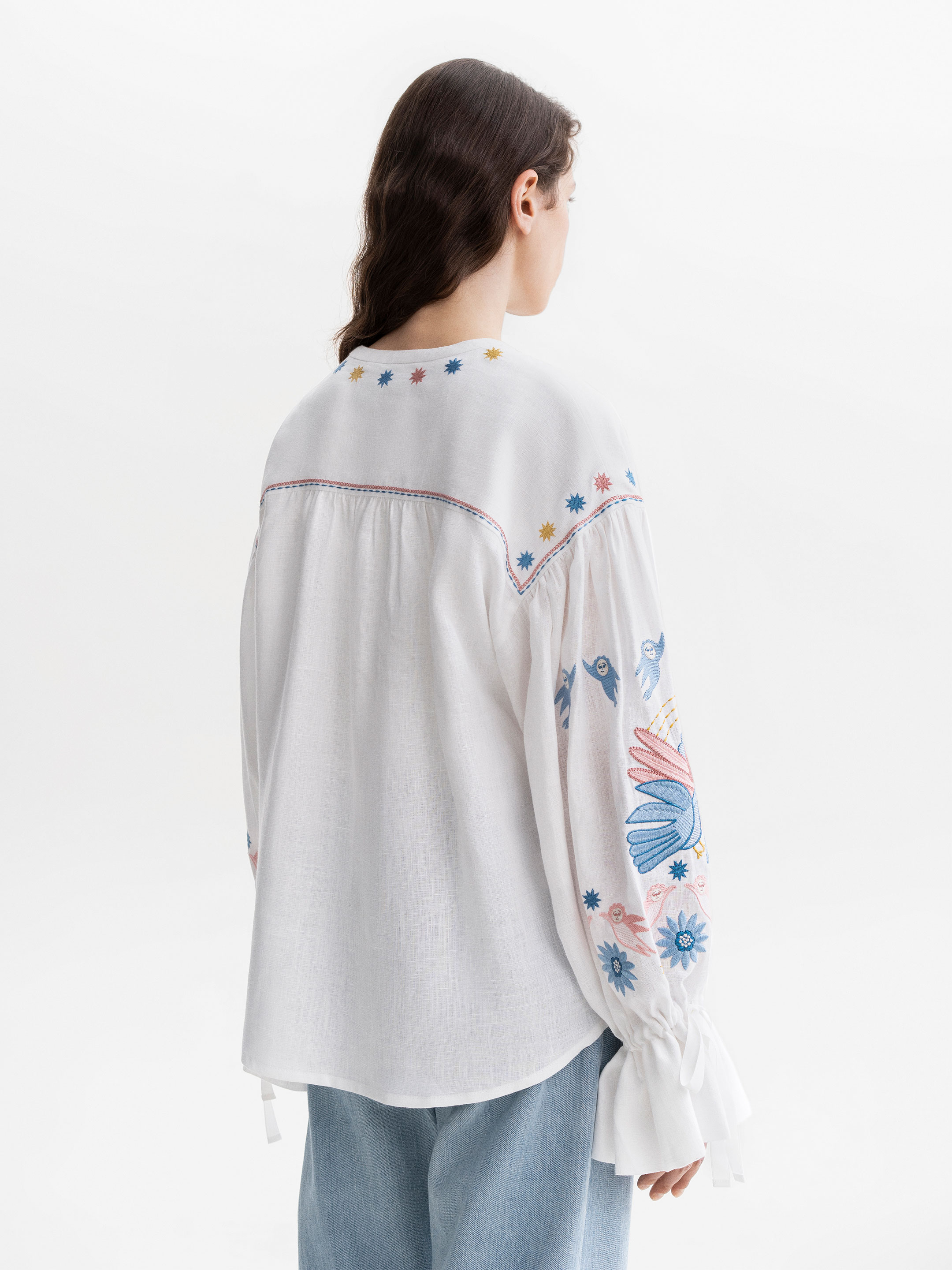 White embroidered shirt with abundant embroidery Prychornomorya in Ukraine
