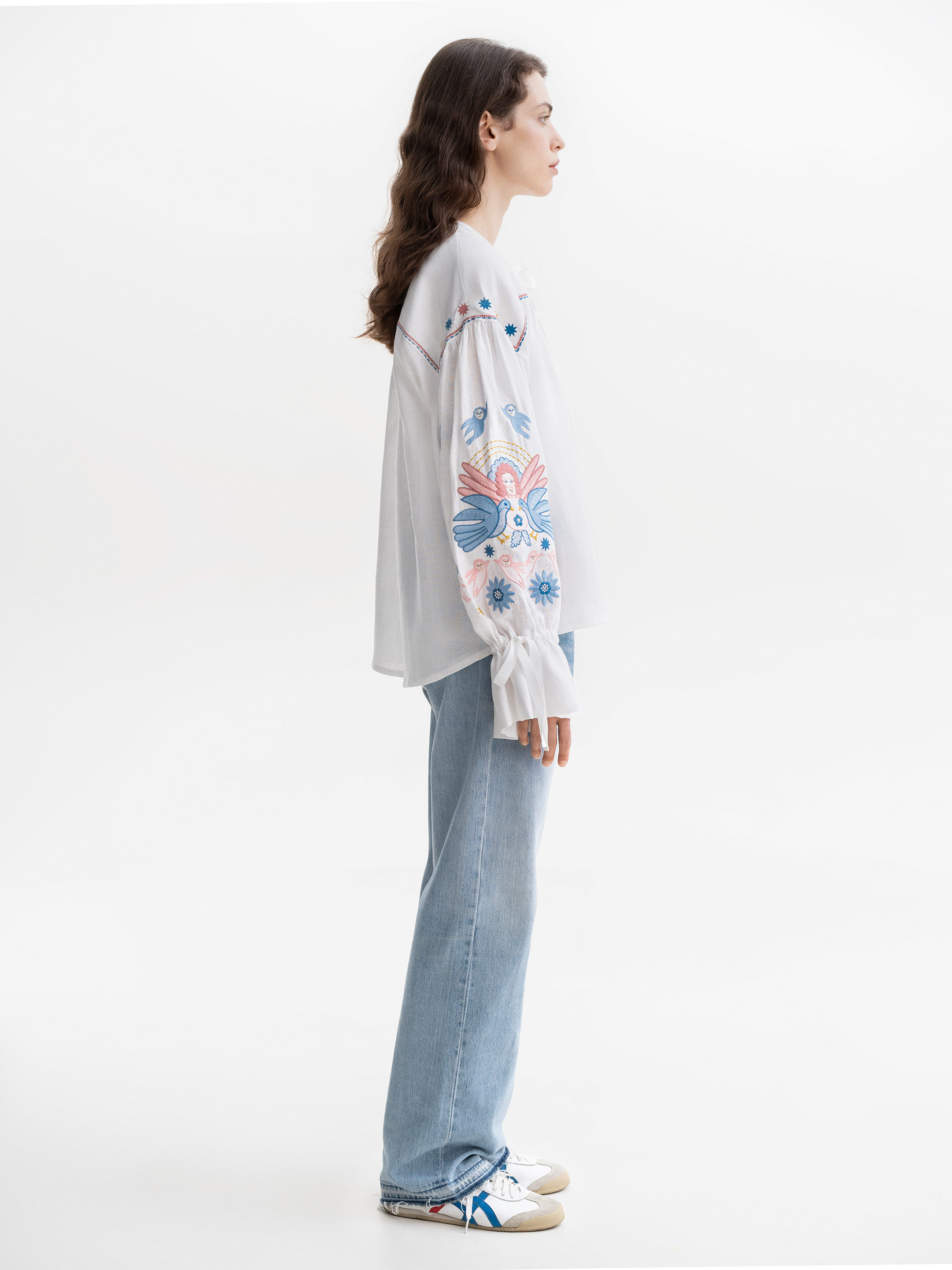 White embroidered shirt with abundant embroidery Prychornomorya ціна