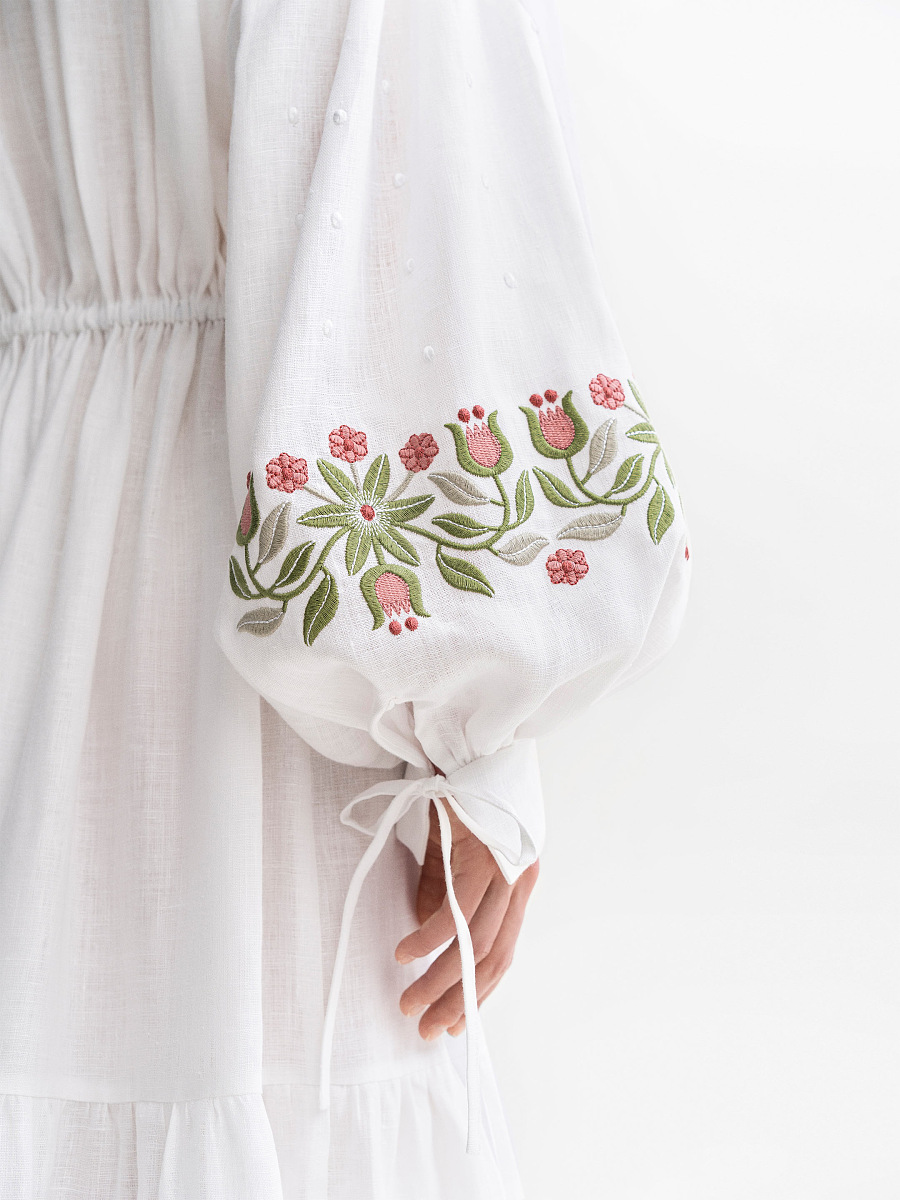Embroidered dress with floral ornament Pelageya [0]