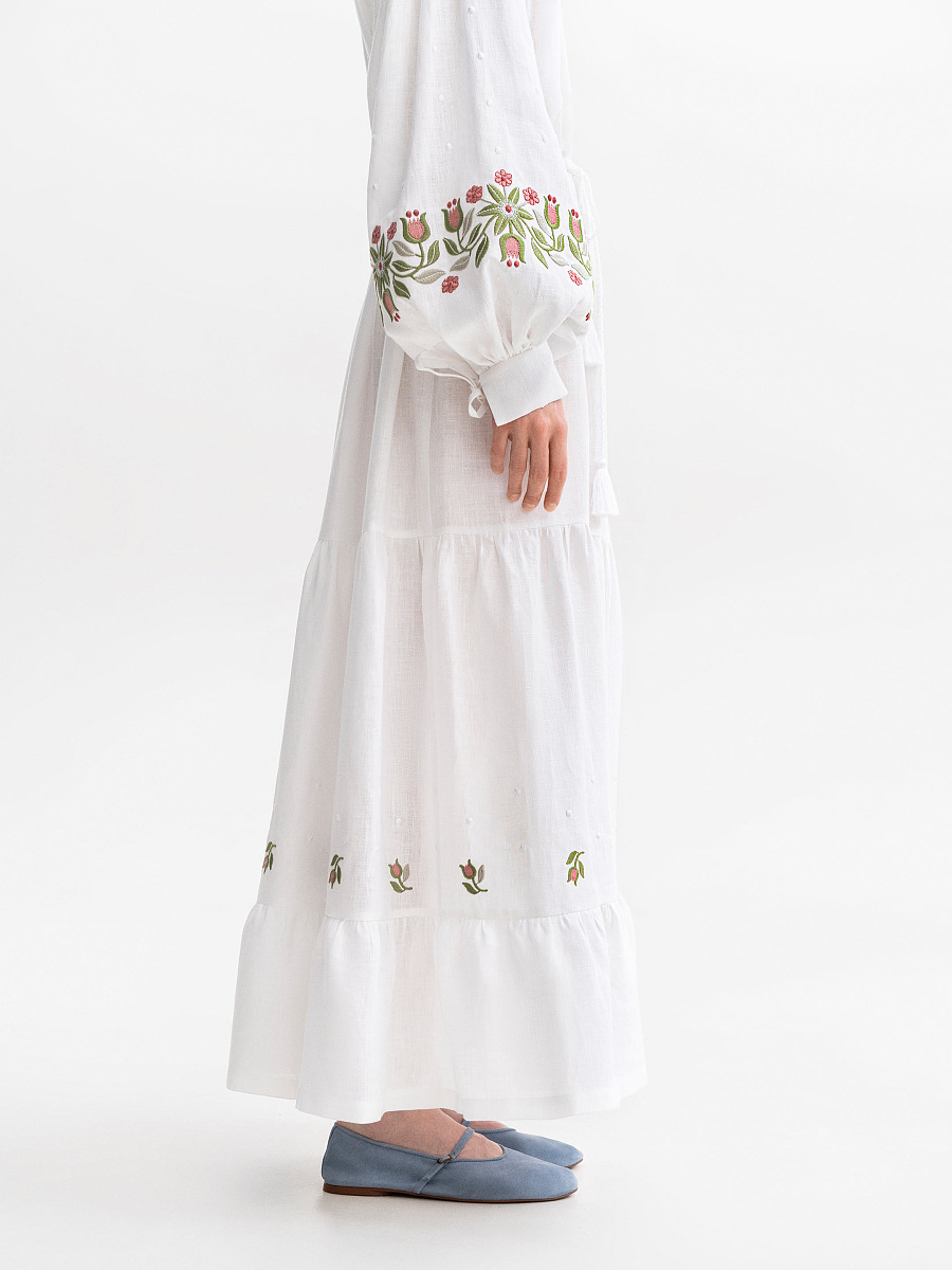 Embroidered dress with floral ornament Pelageya [0]