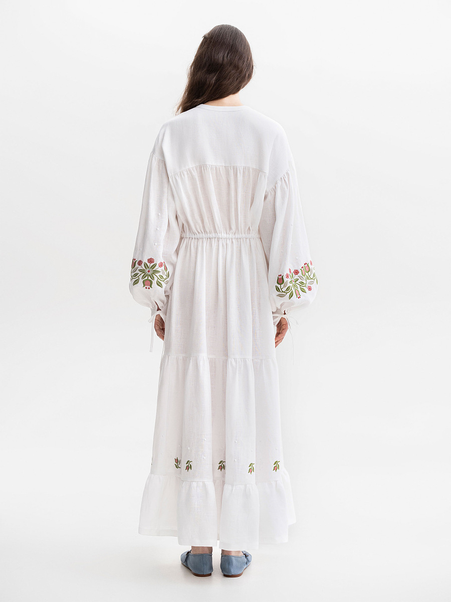 Embroidered dress with floral ornament Pelageya [0]