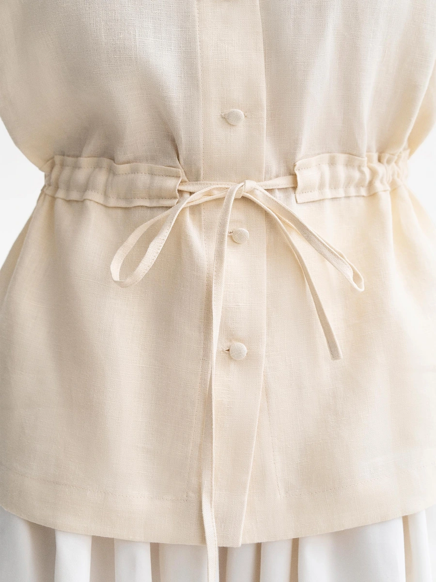 Linen Embroidered Blouse with Floral Pattern "Budzhak" dark — Yellow