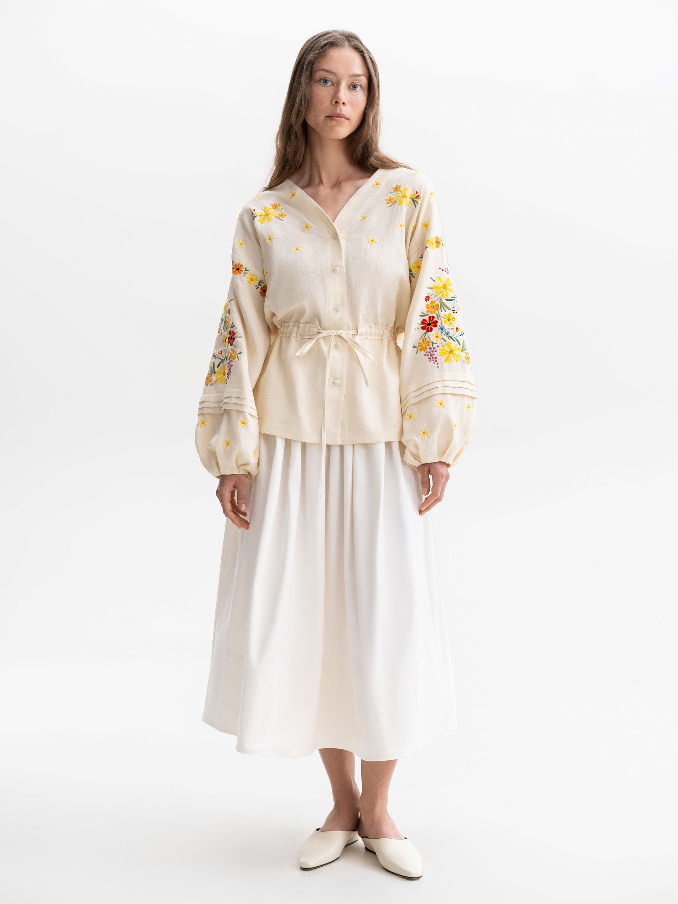 Light linen embroidery blouse Budzhak fitting