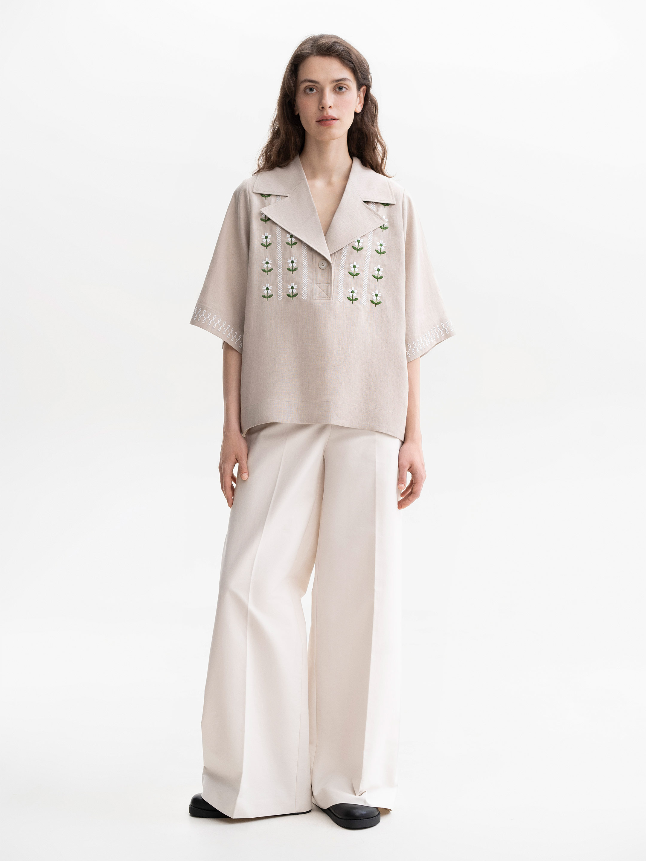 Gray linen casual shirt Bessarabiya in Ukraine