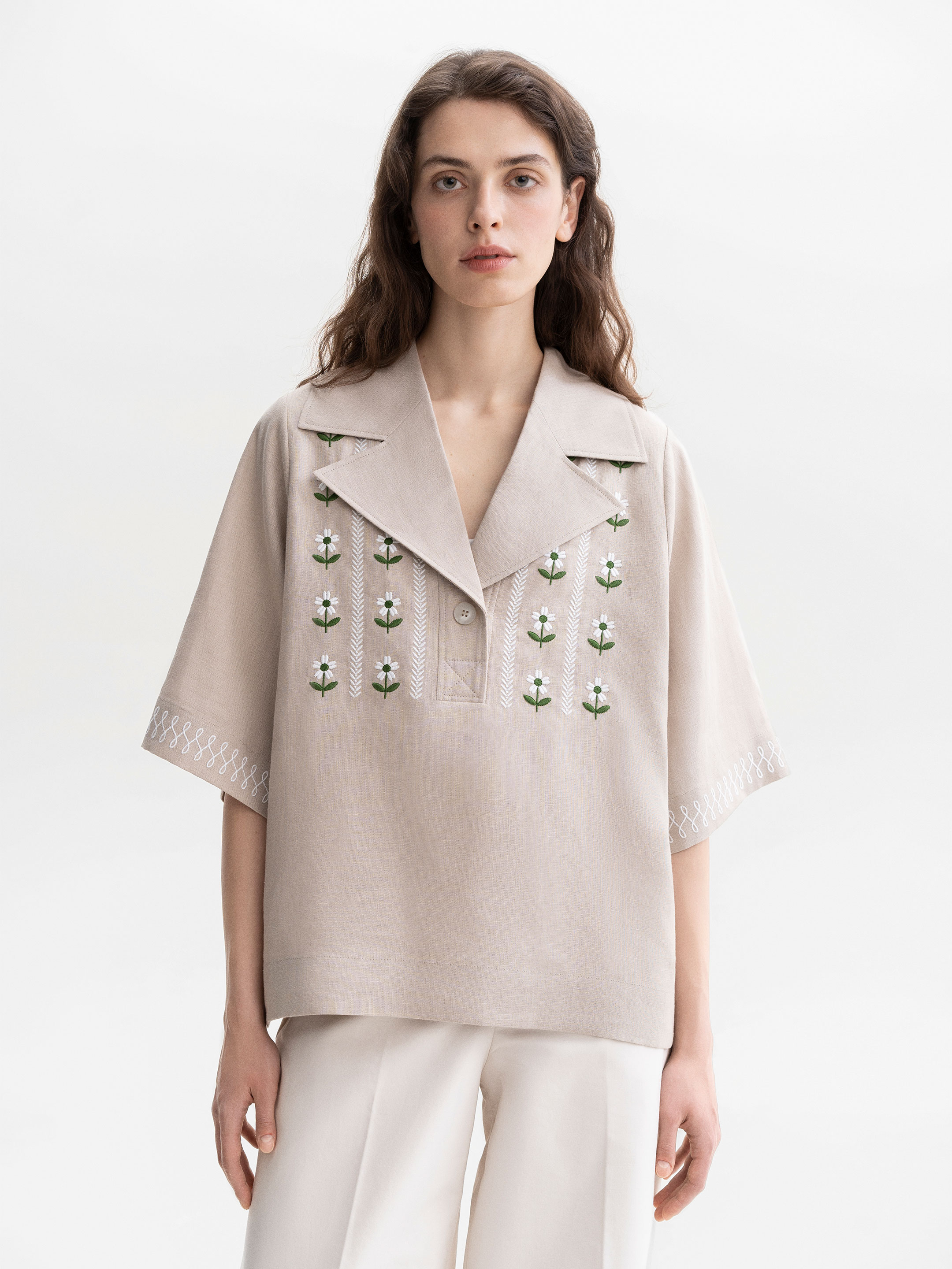 Gray linen casual shirt Bessarabiya Buy
