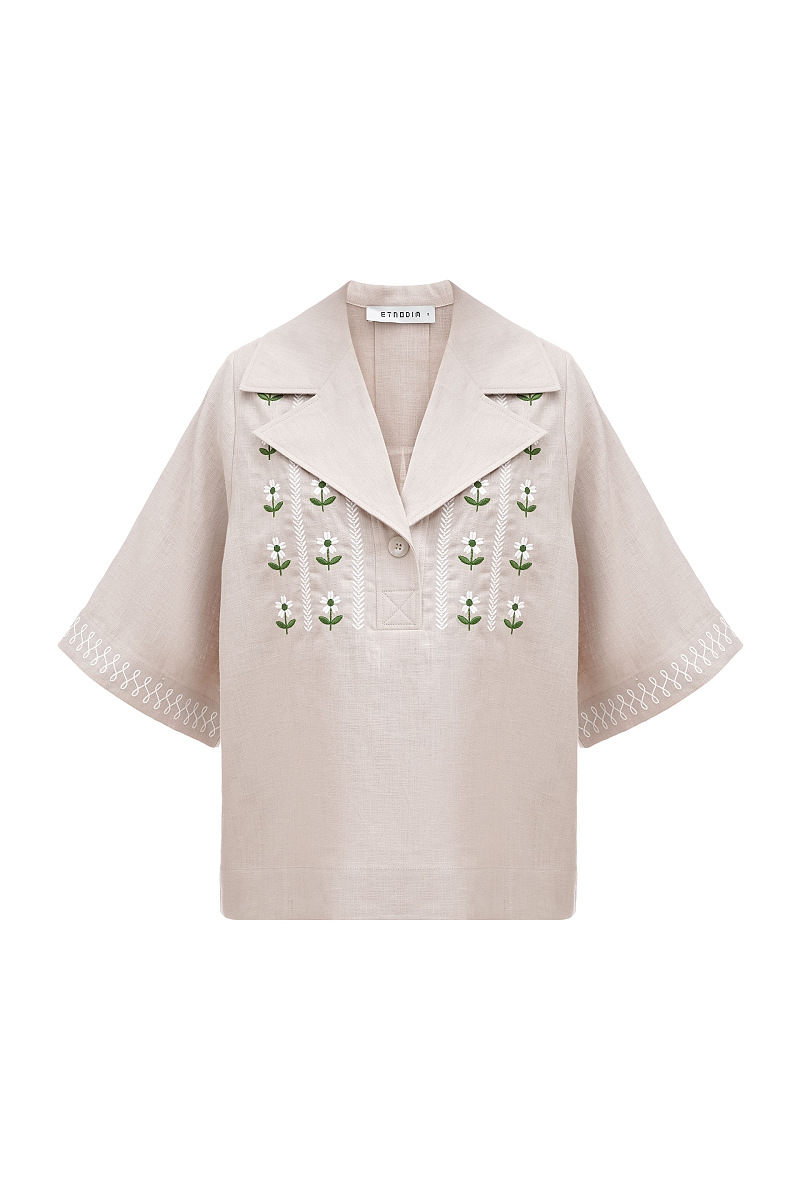 Gray linen casual shirt Bessarabiya [0]