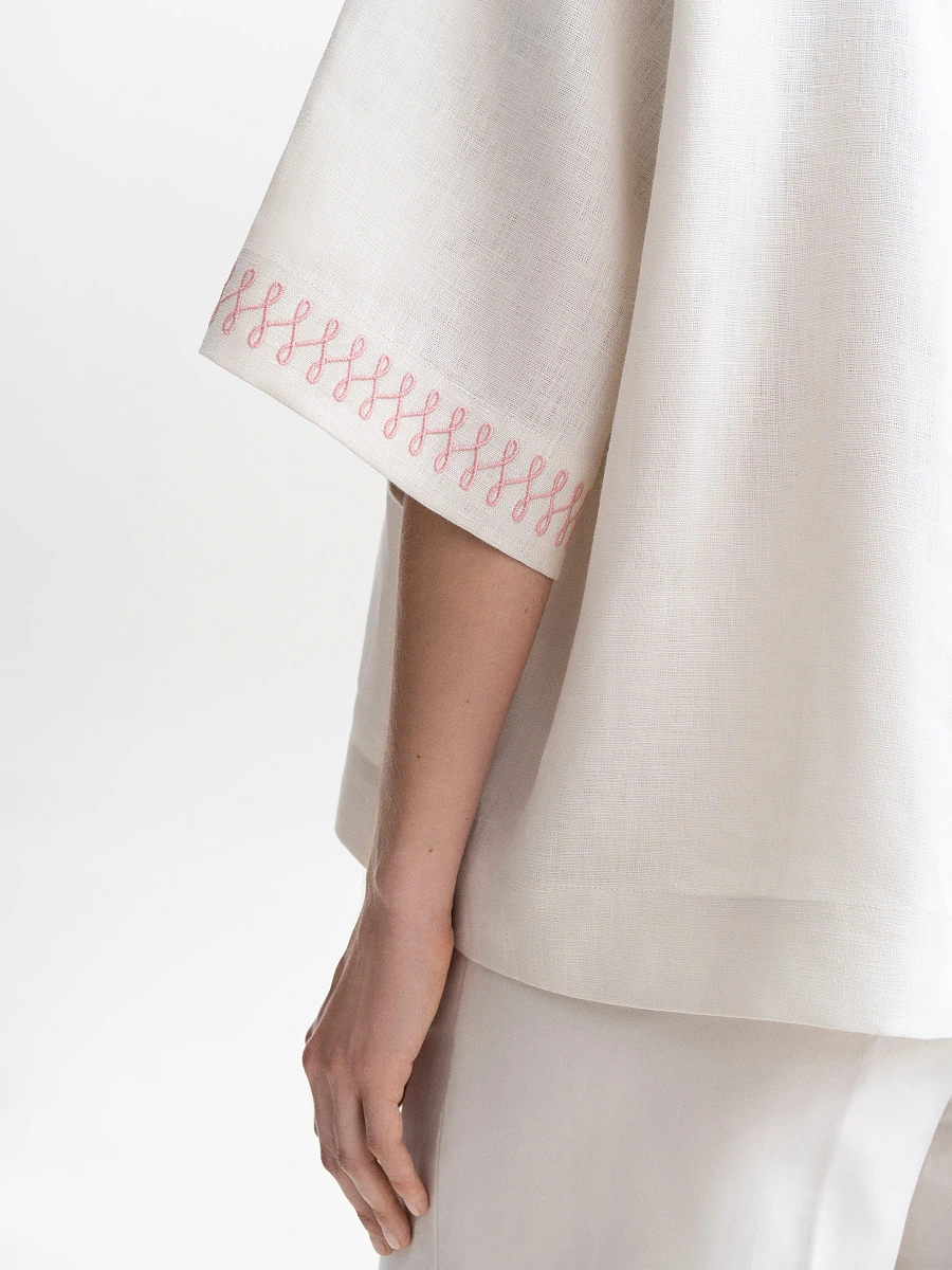 Gray linen casual shirt Bessarabiya — Creamy