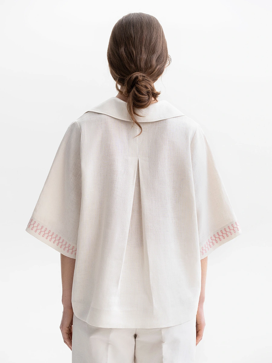 Gray linen casual shirt Bessarabiya — Creamy