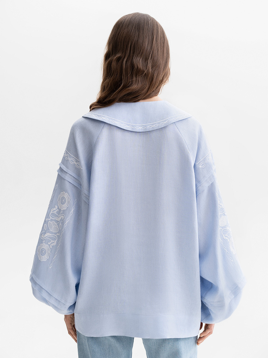 Soft blue shirt with white embroidery Dnipryana [0]
