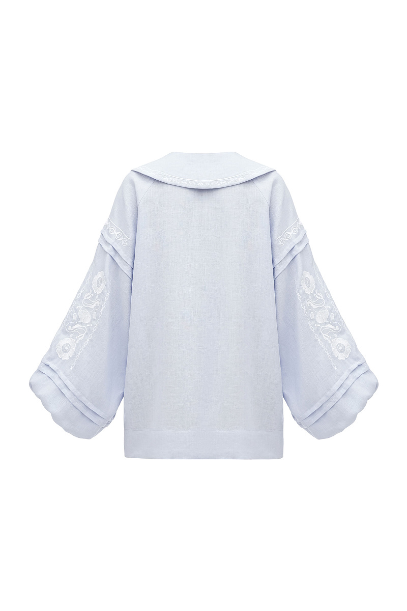 Soft blue shirt with white embroidery Dnipryana [0]