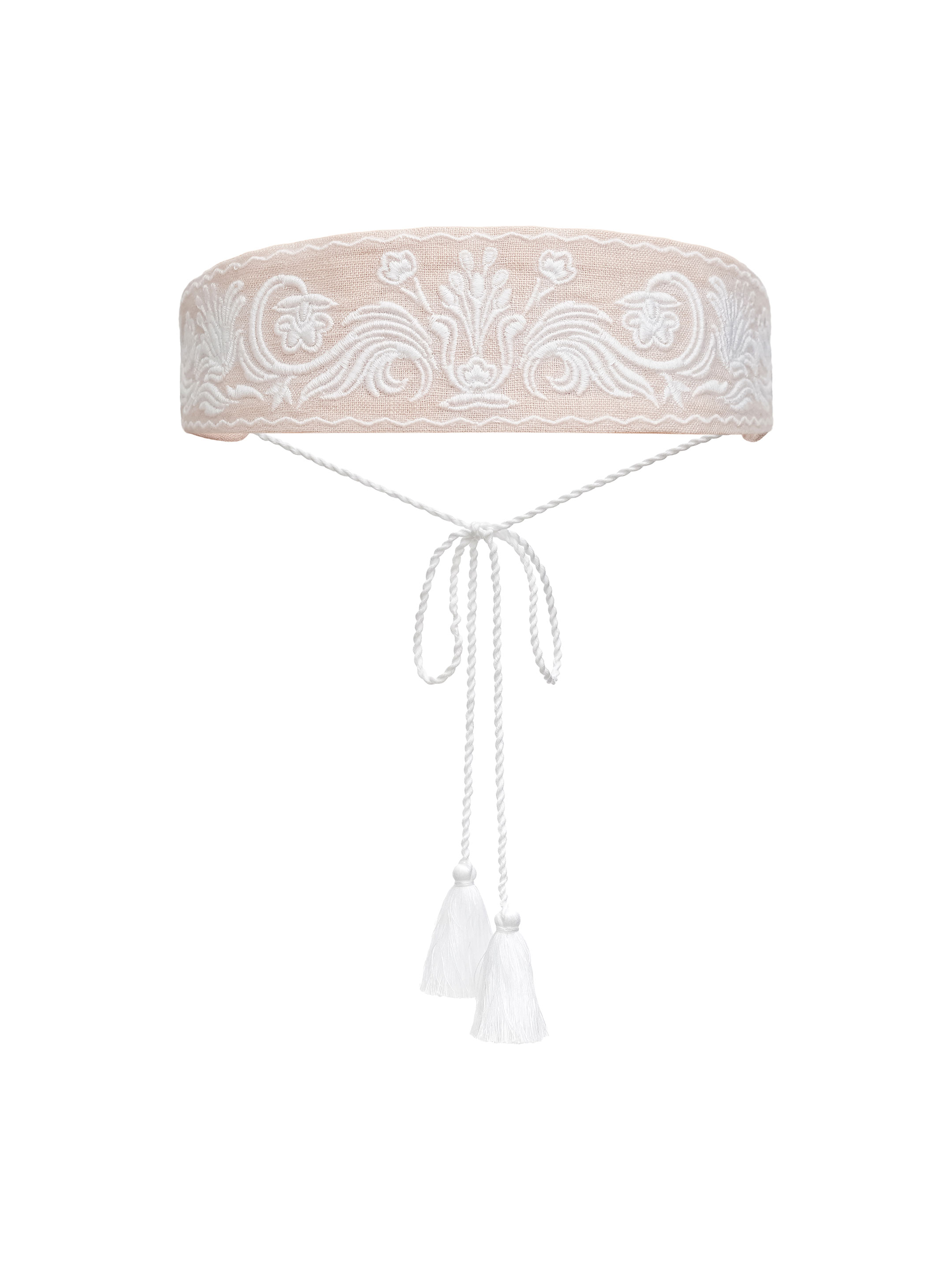 A peach-colored cap with white embroidery Peachveil in Ukraine