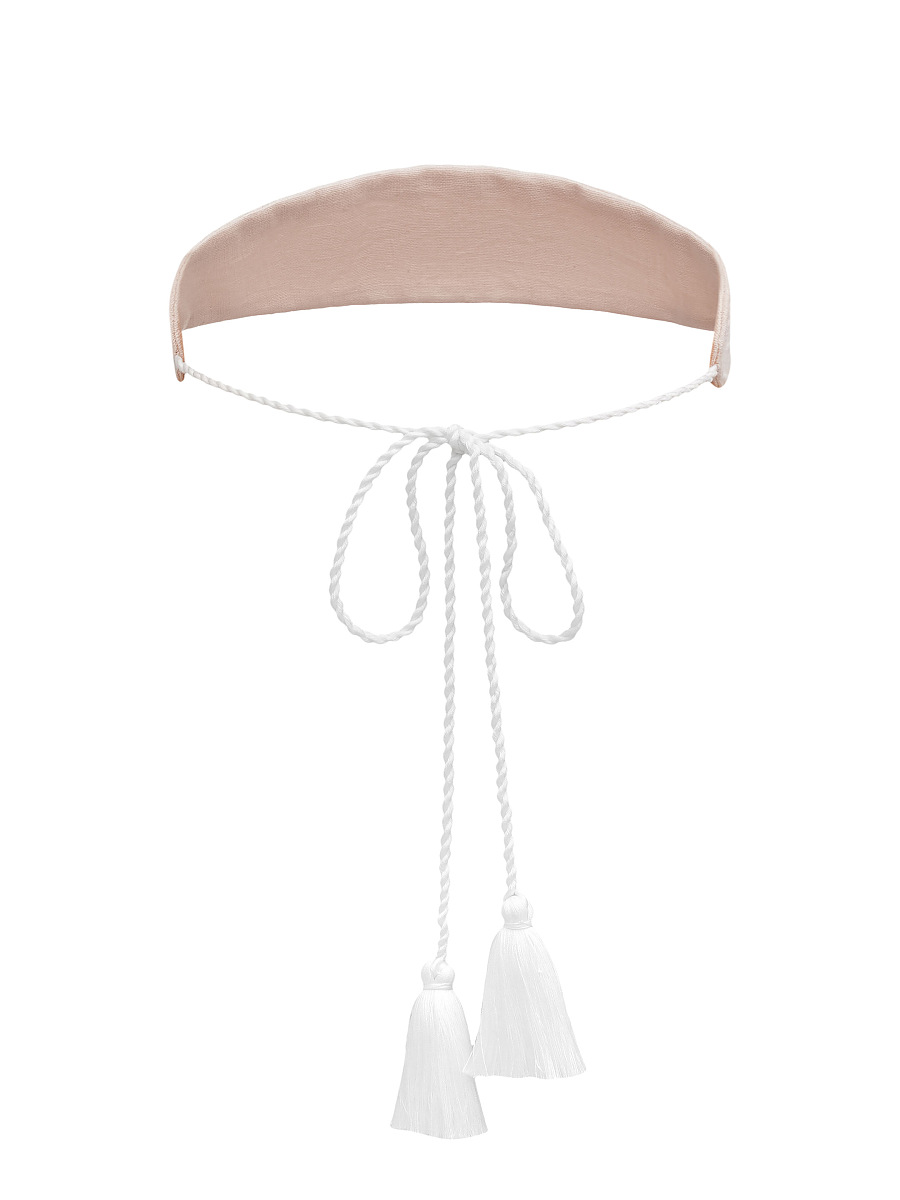 A peach-colored cap with white embroidery Kamiana Vyshyvanka [0]