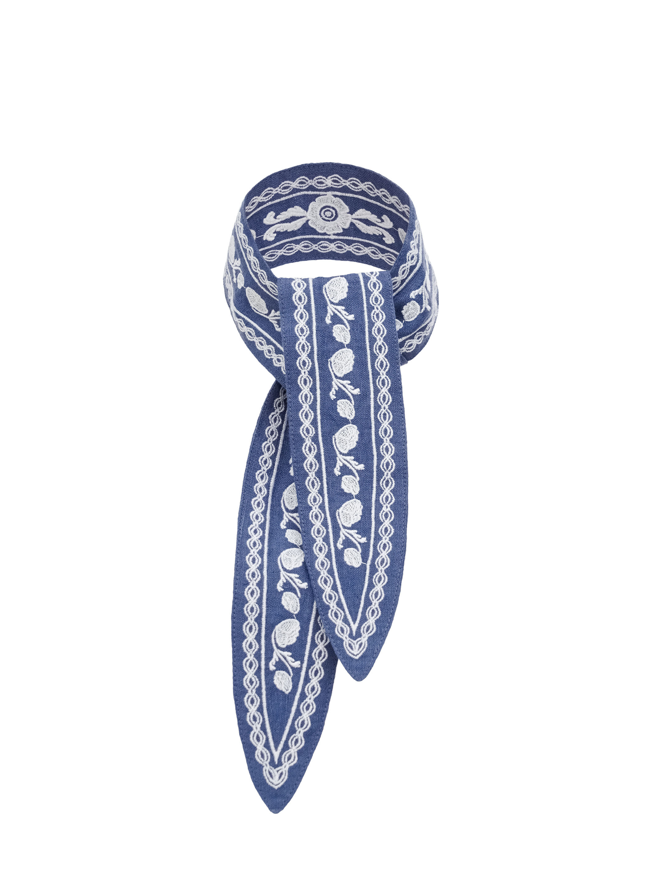Blue linen handkerchief with white embroidery Dnieper cheap