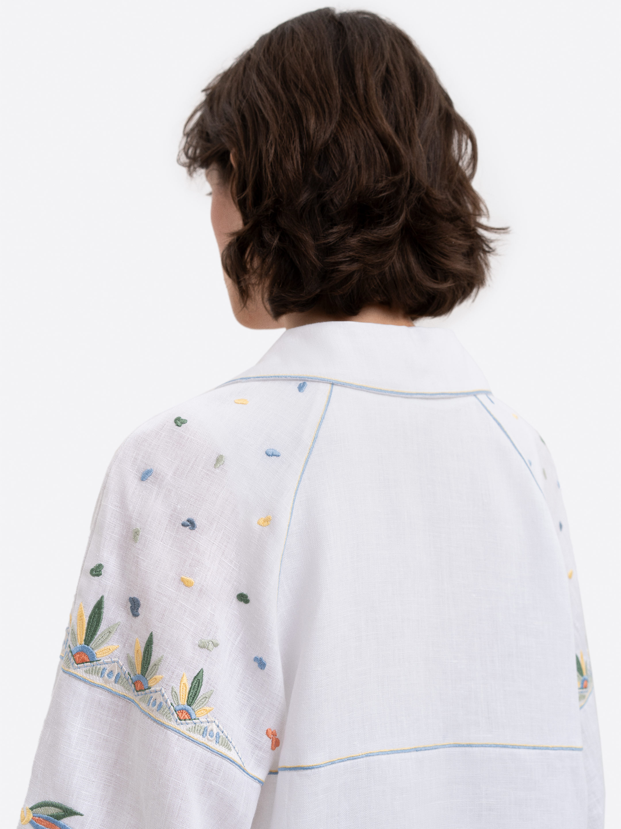 White embroidered shirt with colorful embroidery Boryviter choose