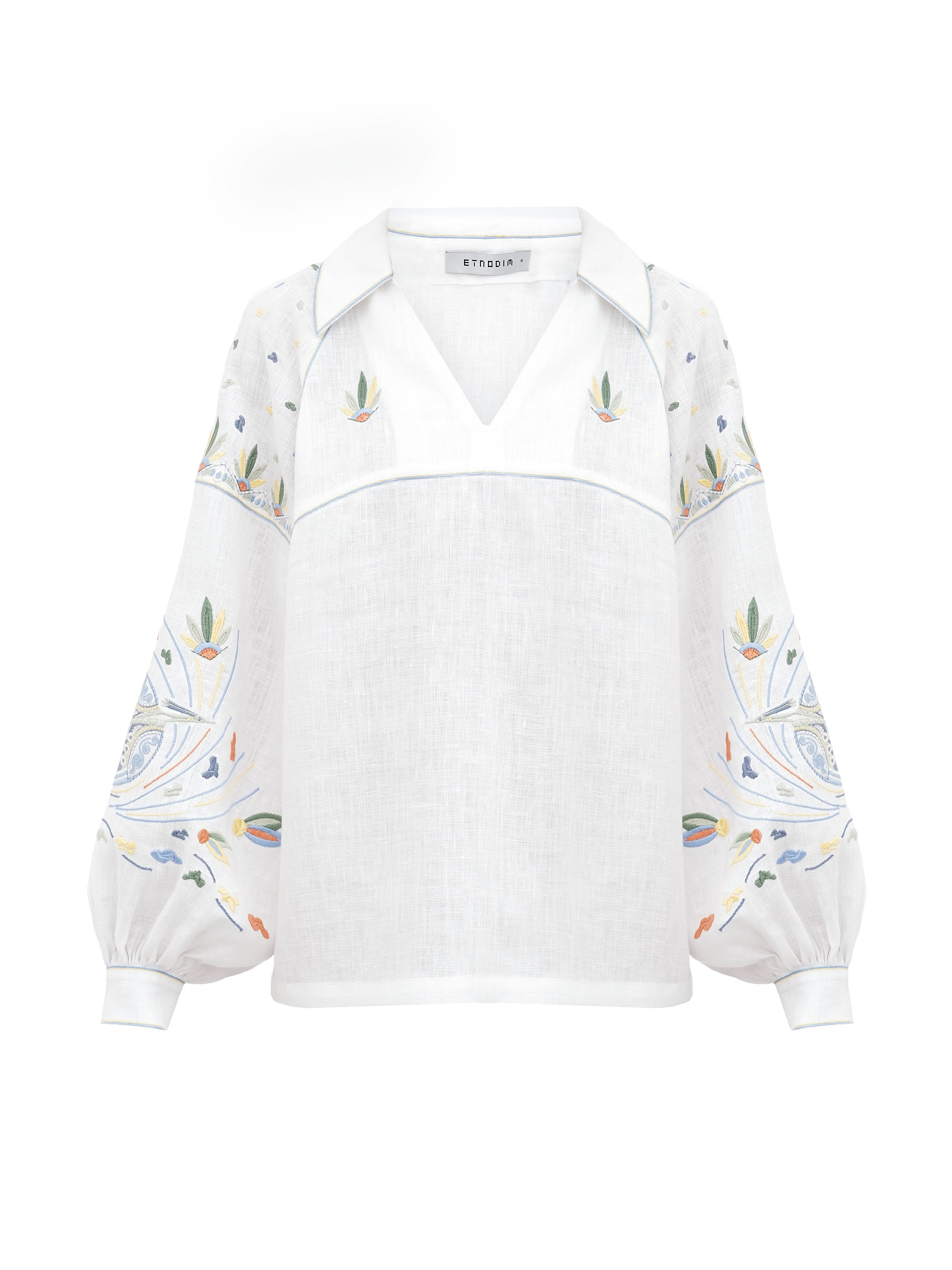 White embroidered shirt with colorful embroidery Boryviter sizes
