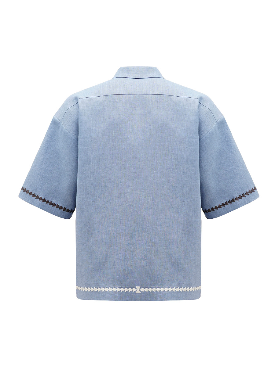Blue linen embroidered shirt "Kyi" [0]