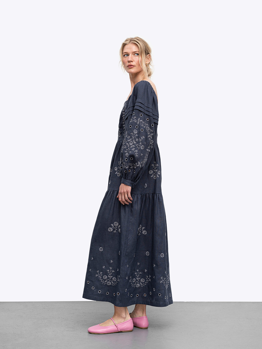 Linen embroidered dress "Myt" temna [0]